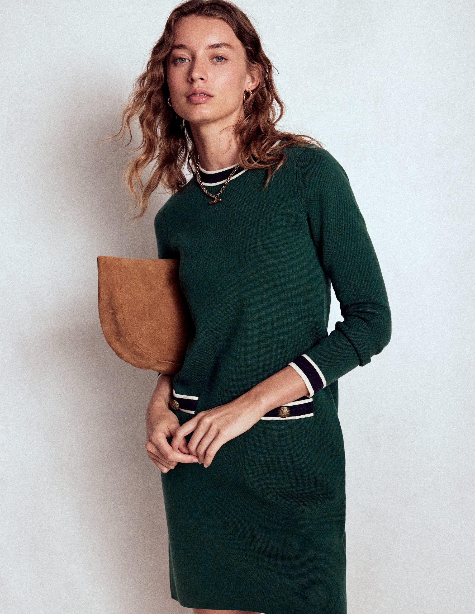Holly Knitted Shift Dress-Emerald Night - Image 5