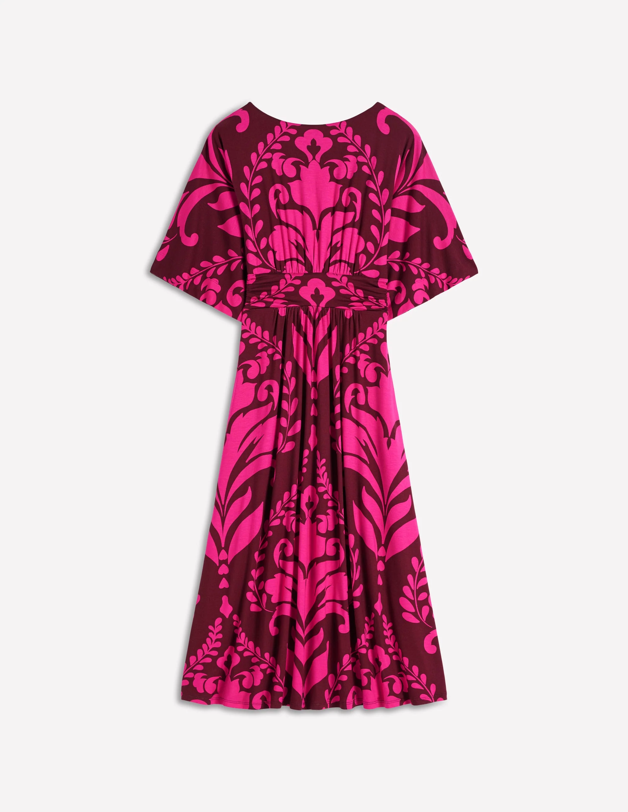 Imelda Kimono Jersey Dress-Pink Peony, Decorative Lattice - Image 7