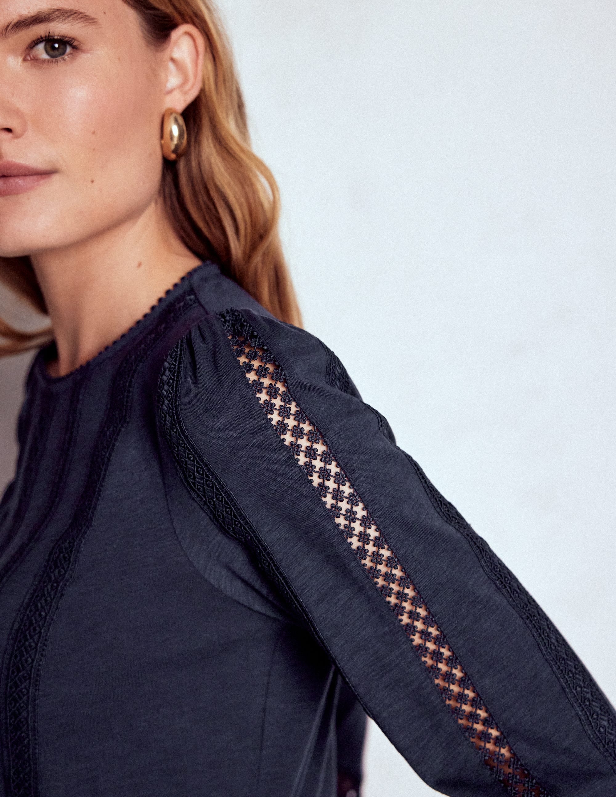 Imi Jersey Trim Top-Navy - Image 2