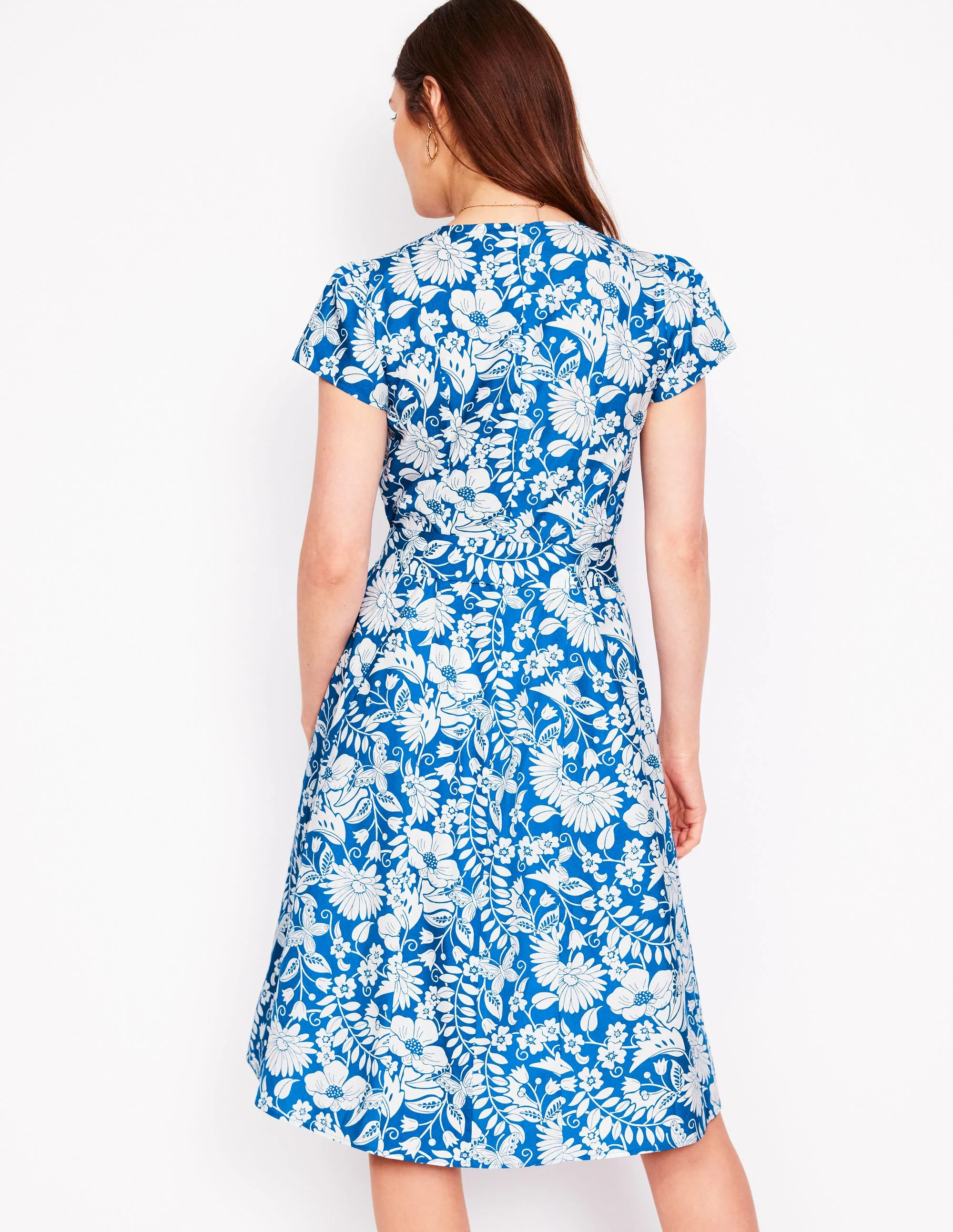 Imo Cotton Godet Short Dress-Gallery Blue, Wildflower Trail - Image 3