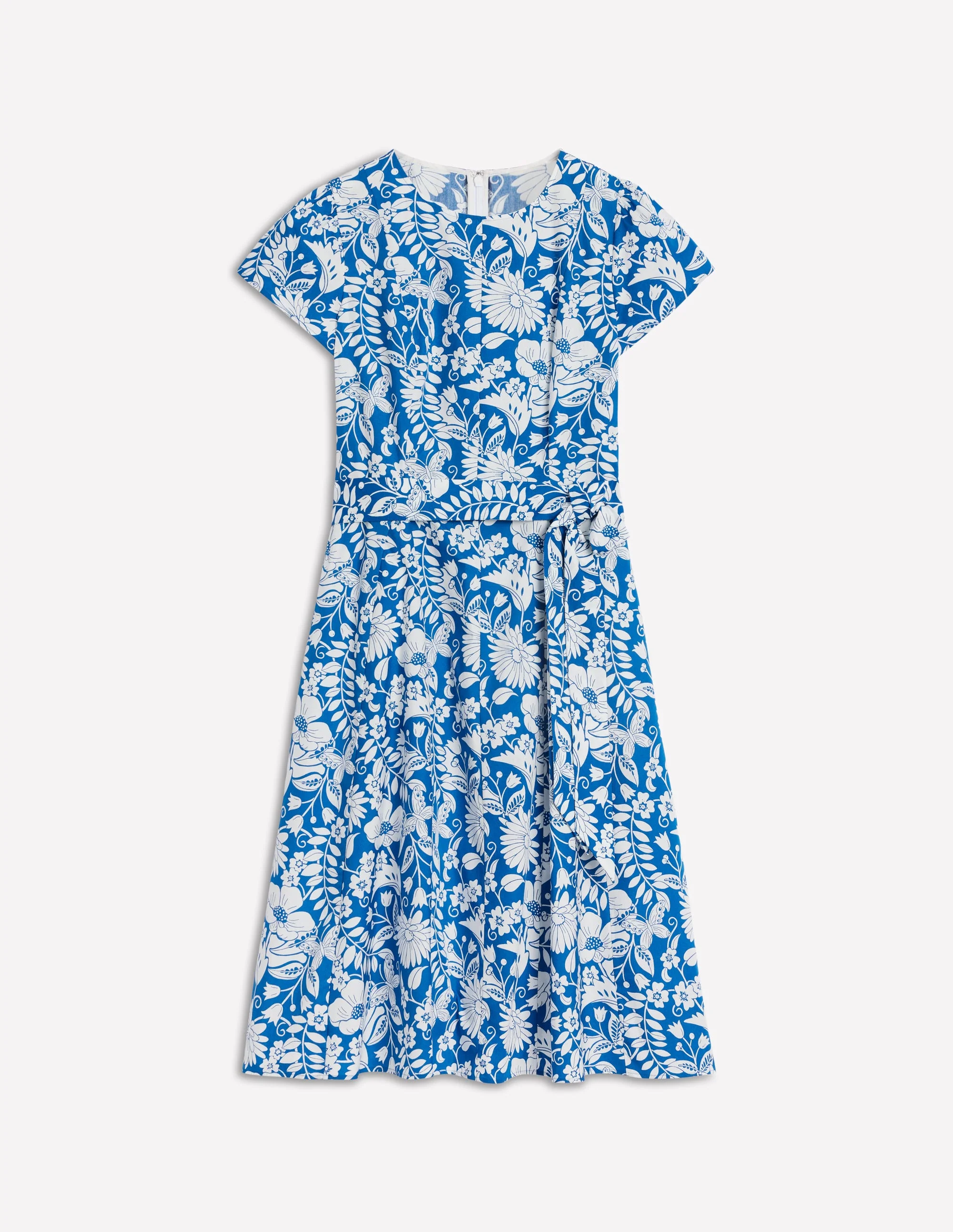 Imo Cotton Godet Short Dress-Gallery Blue, Wildflower Trail - Image 5