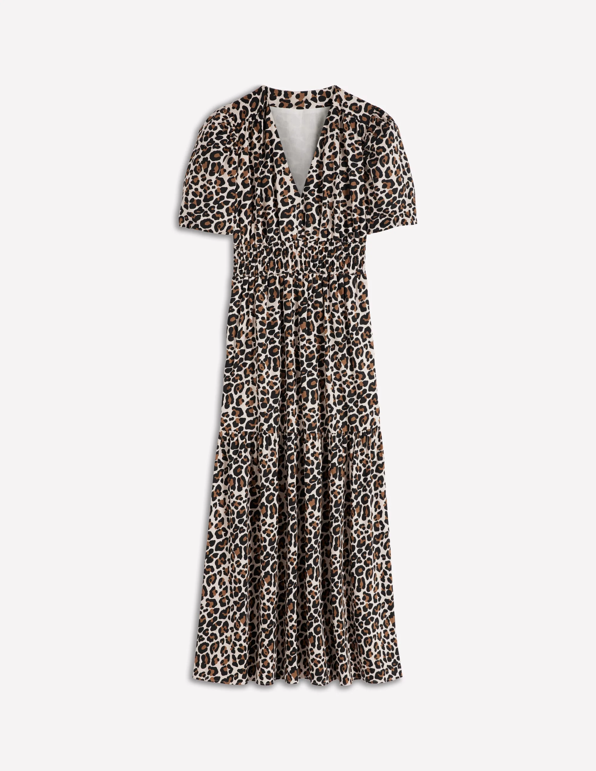 Irene Puff Sleeve Cotton Dress-Almond Milk, Cheetah Pop - Image 6