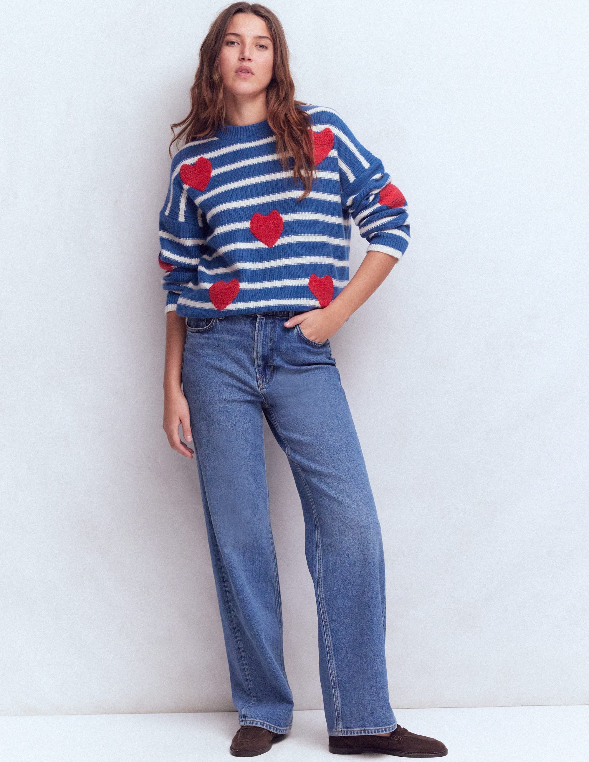 Isa Embroidered Jumper-Delft Blue Hearts - Image 4