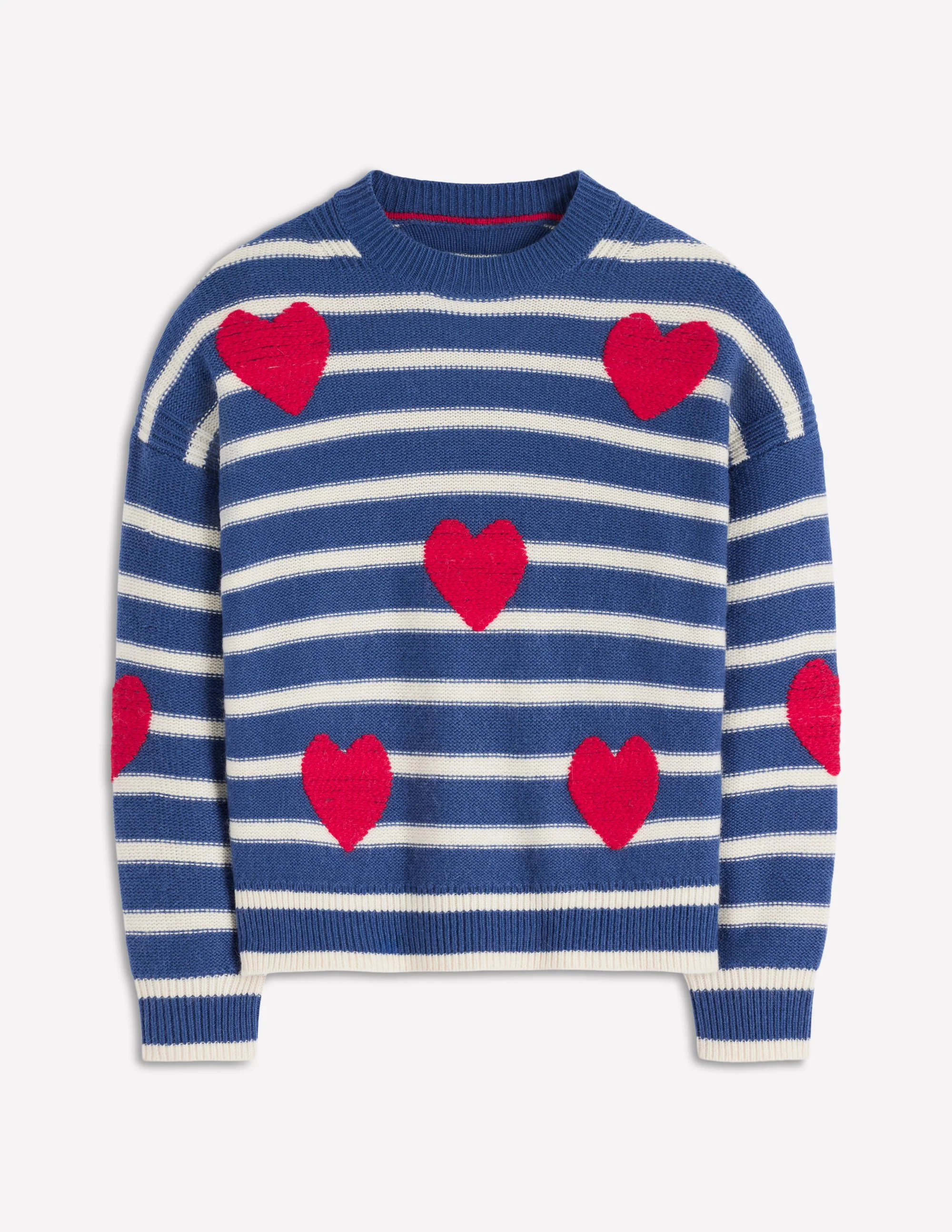 Isa Embroidered Jumper-Delft Blue Hearts - Image 5