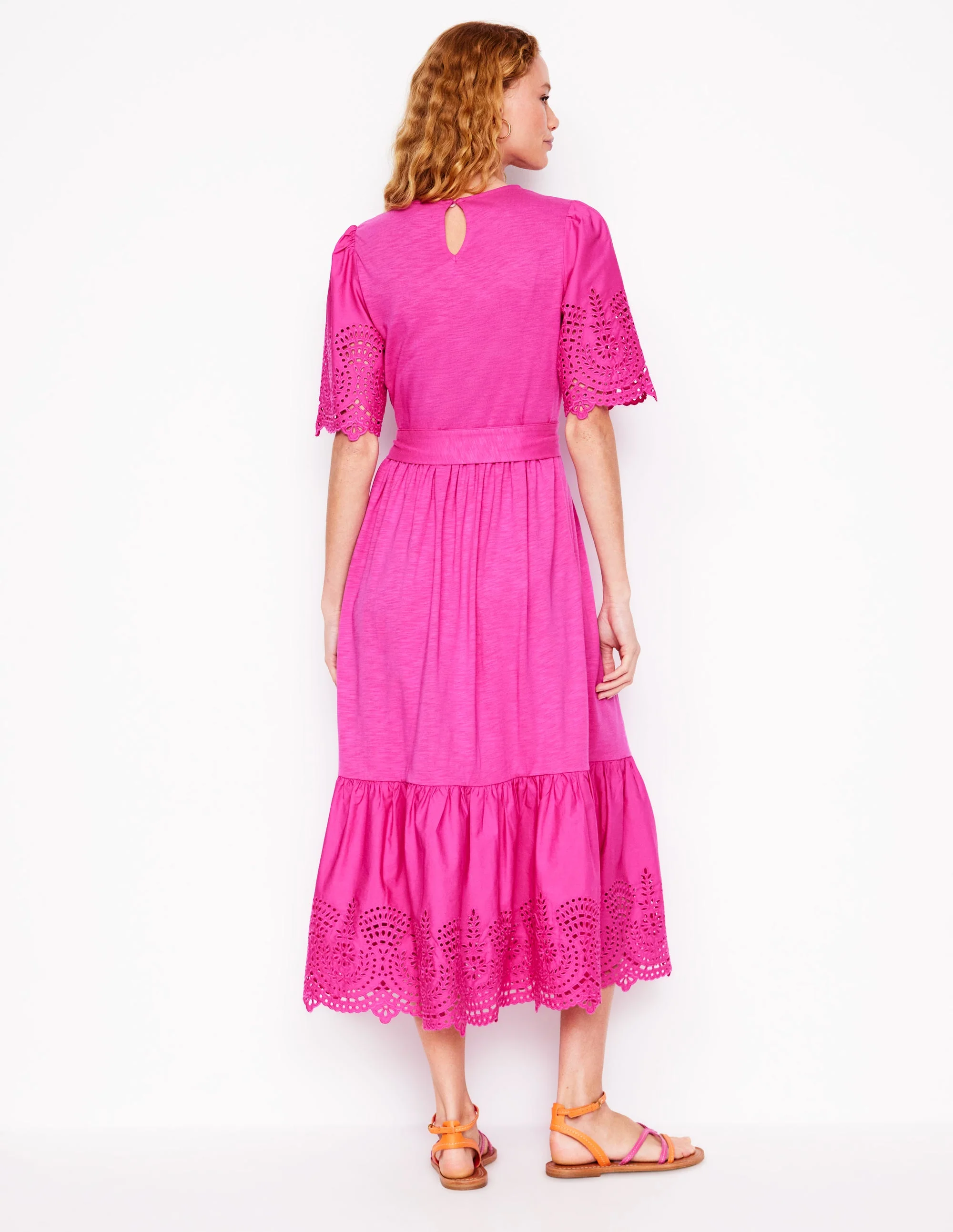 Isabel Broderie Mix maxi Dress-Cosmos Pink - Image 3