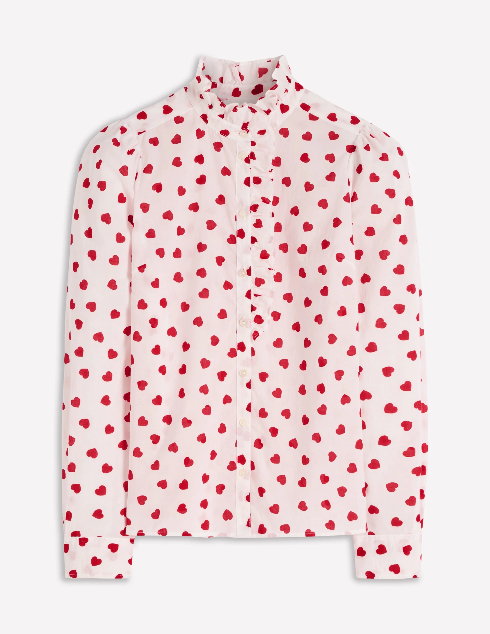 Isabel Ruffle Cotton Shirt-Ivory, Heart Confetti - Image 5