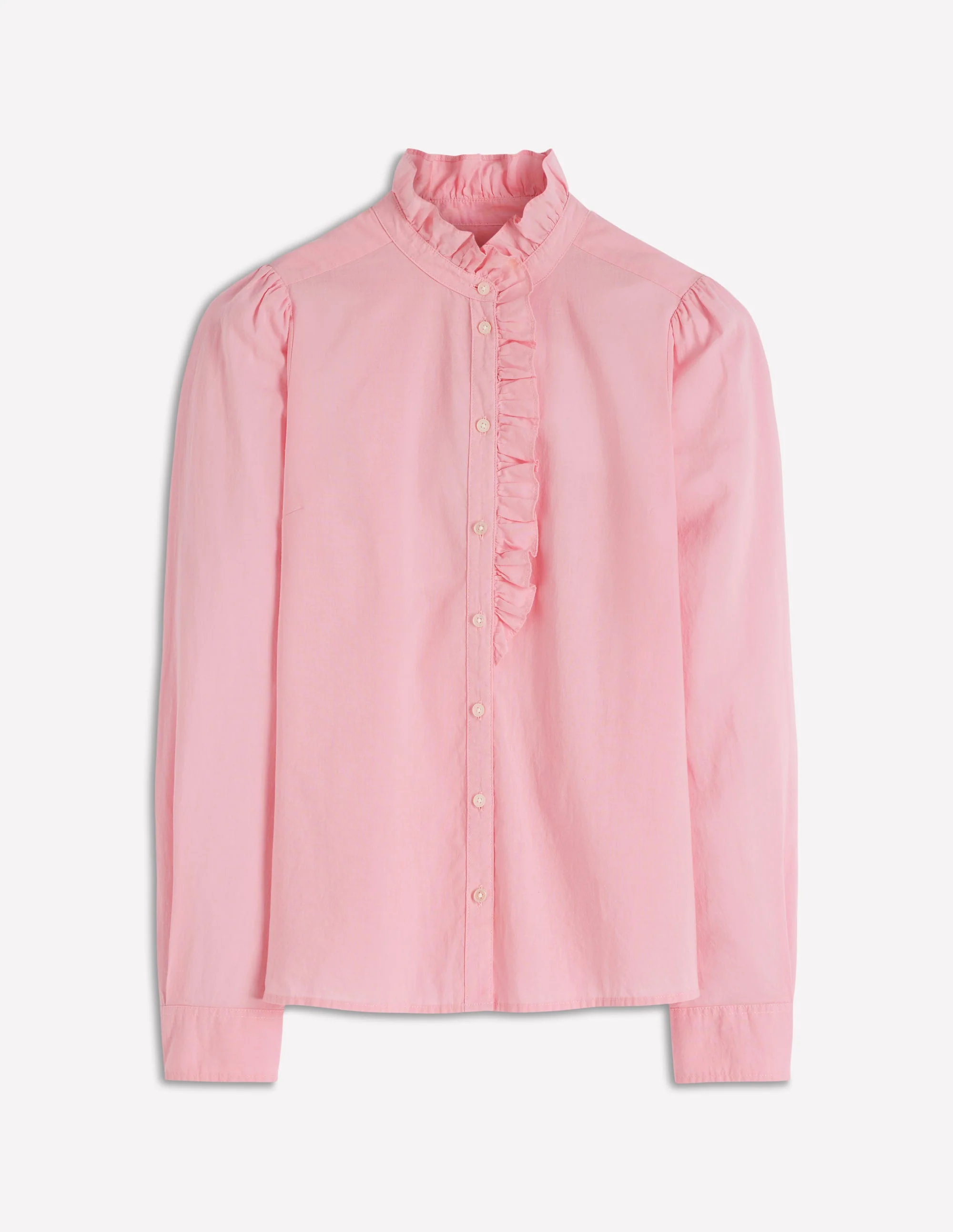 Isabel Ruffle Cotton Shirt-Spring Blossom Pink - Image 5