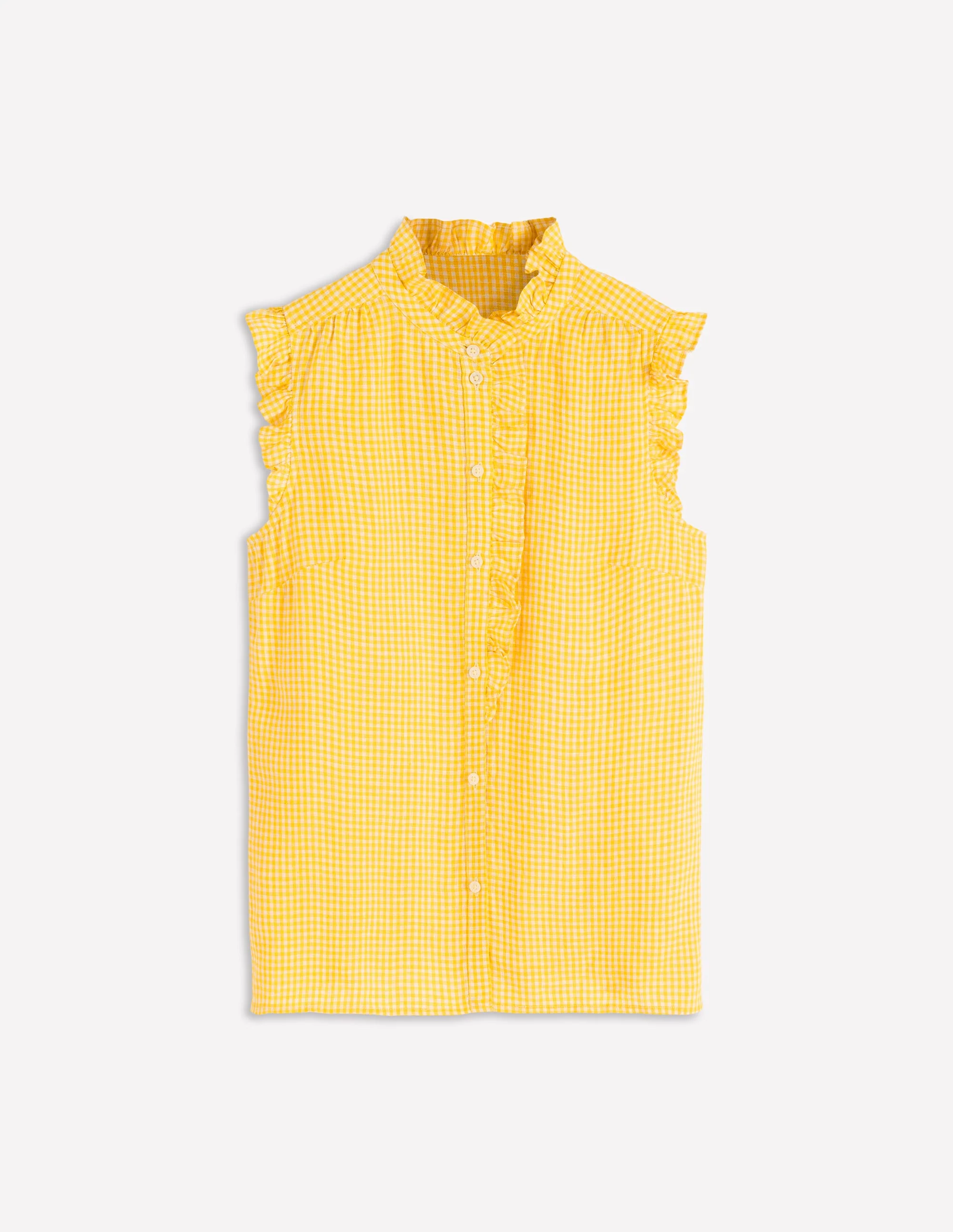 Isabel Sleeveless Linen Top-Sunshine Yellow Gingham - Image 7