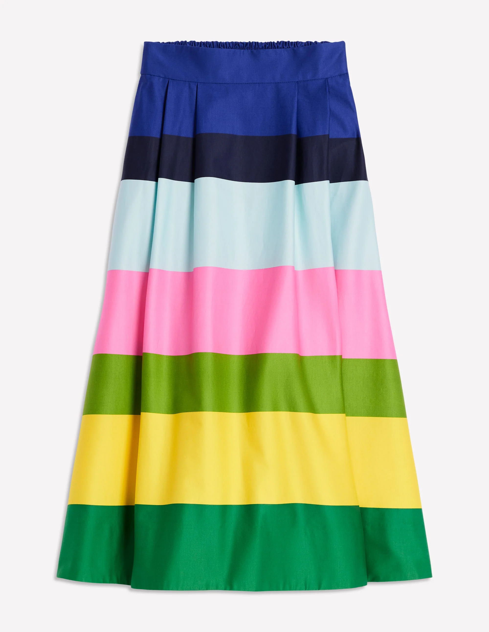 Isabella Cotton Sateen Skirt-Green and Pink Wide Stripe - Image 6