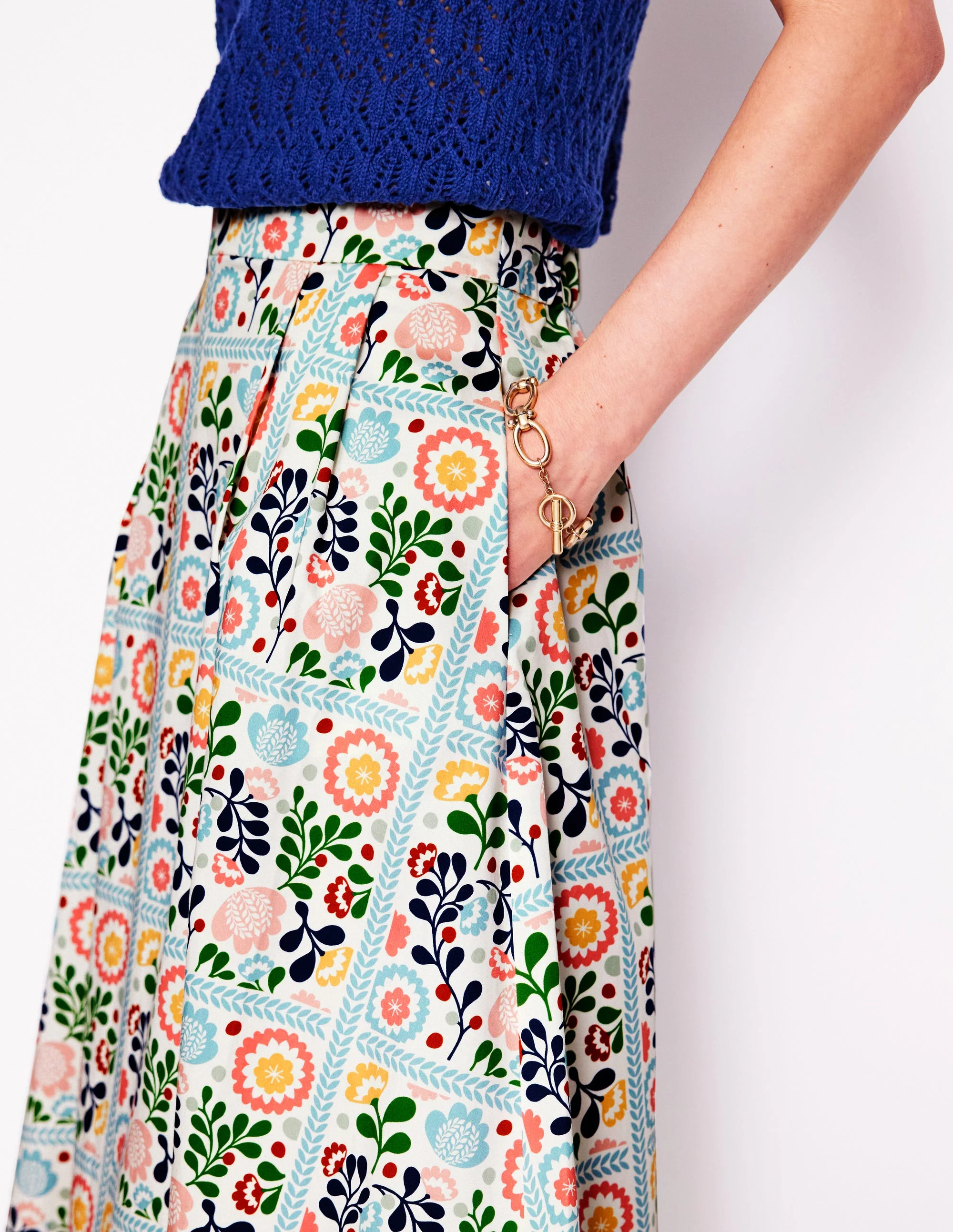 Isabella Cotton Sateen Skirt-Multi, Vine Tile - Image 2
