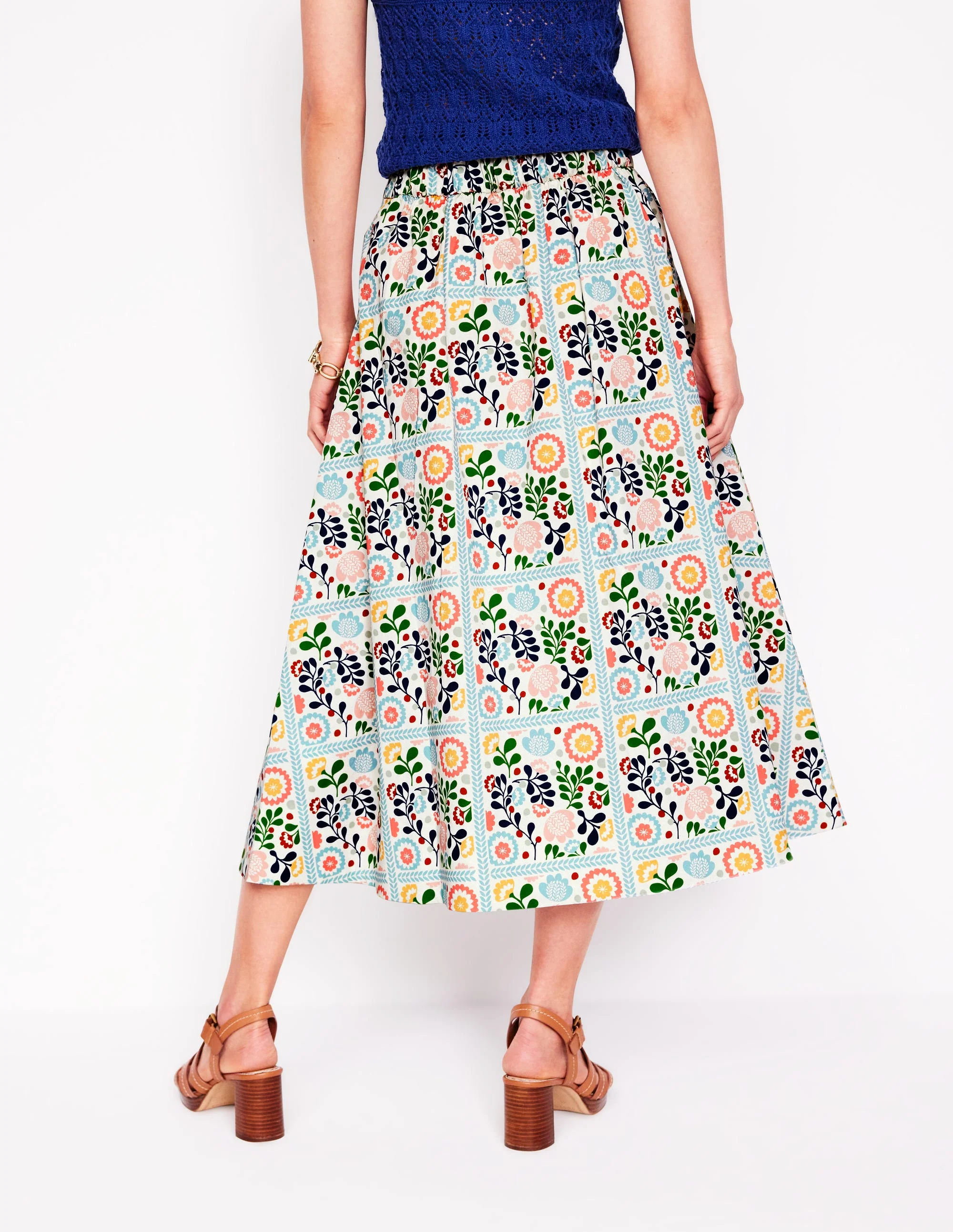 Isabella Cotton Sateen Skirt-Multi, Vine Tile - Image 3
