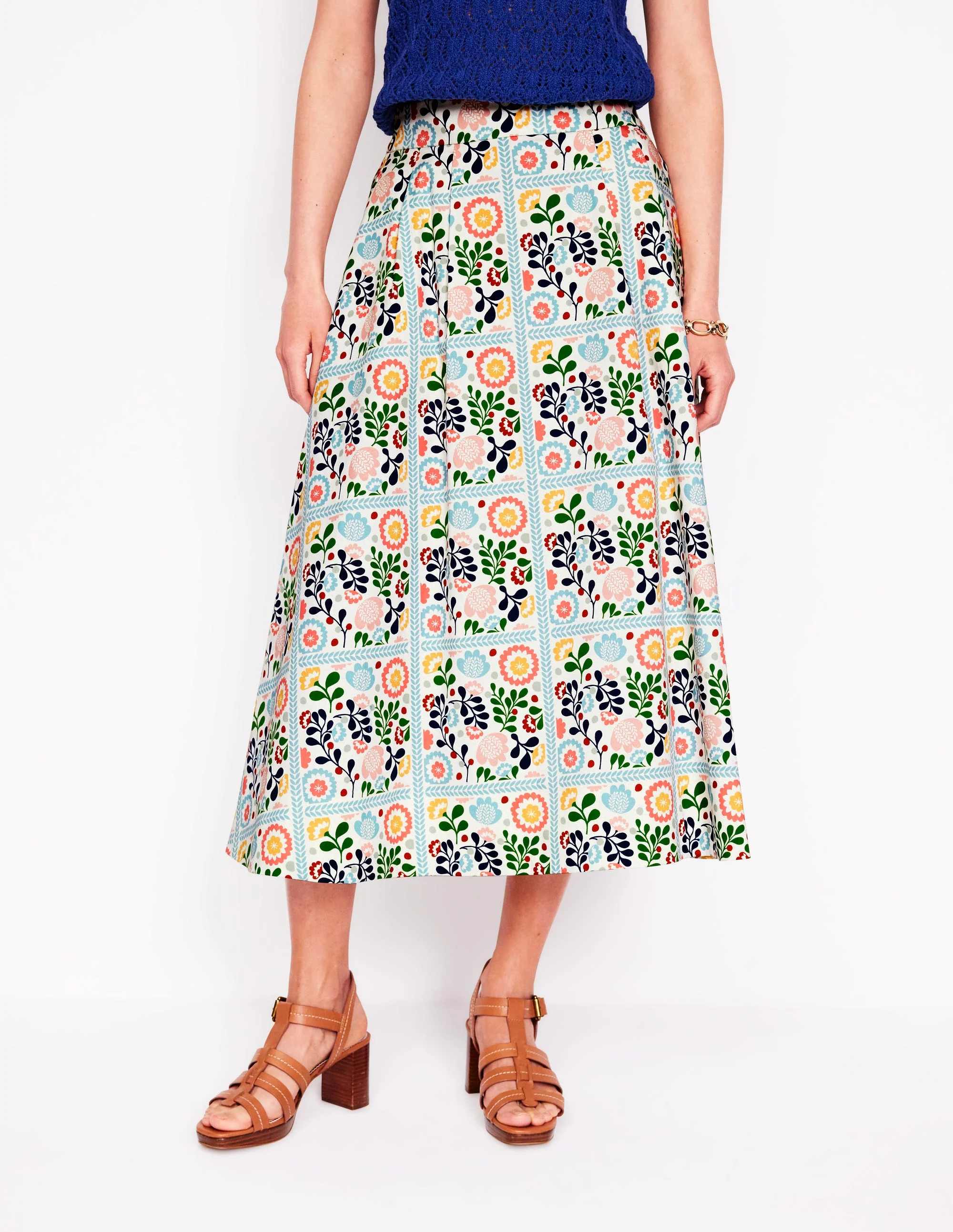 Isabella Cotton Sateen Skirt-Multi, Vine Tile - Image 4