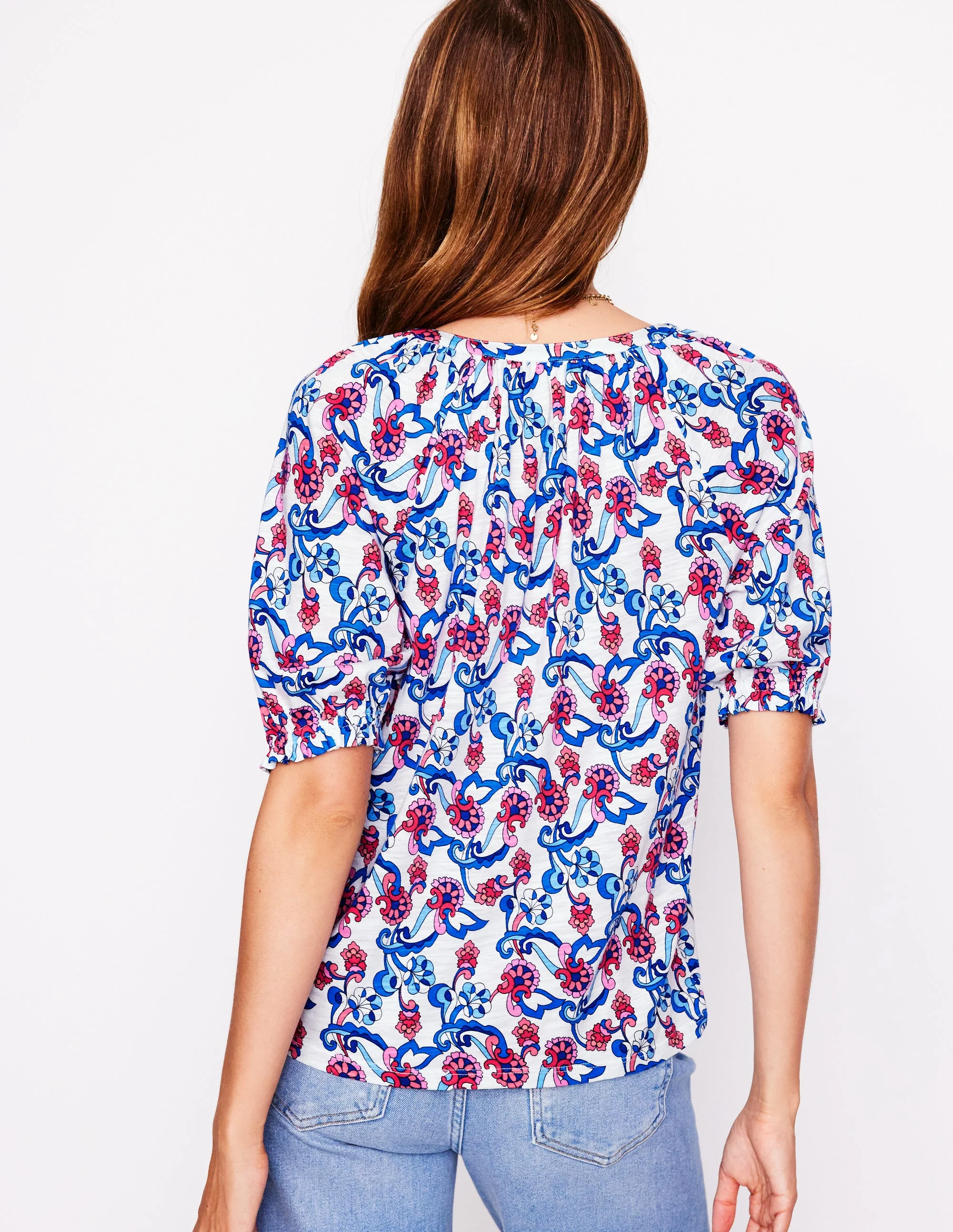 Isla Jersey Shirt-Ivory, Floral - Image 3