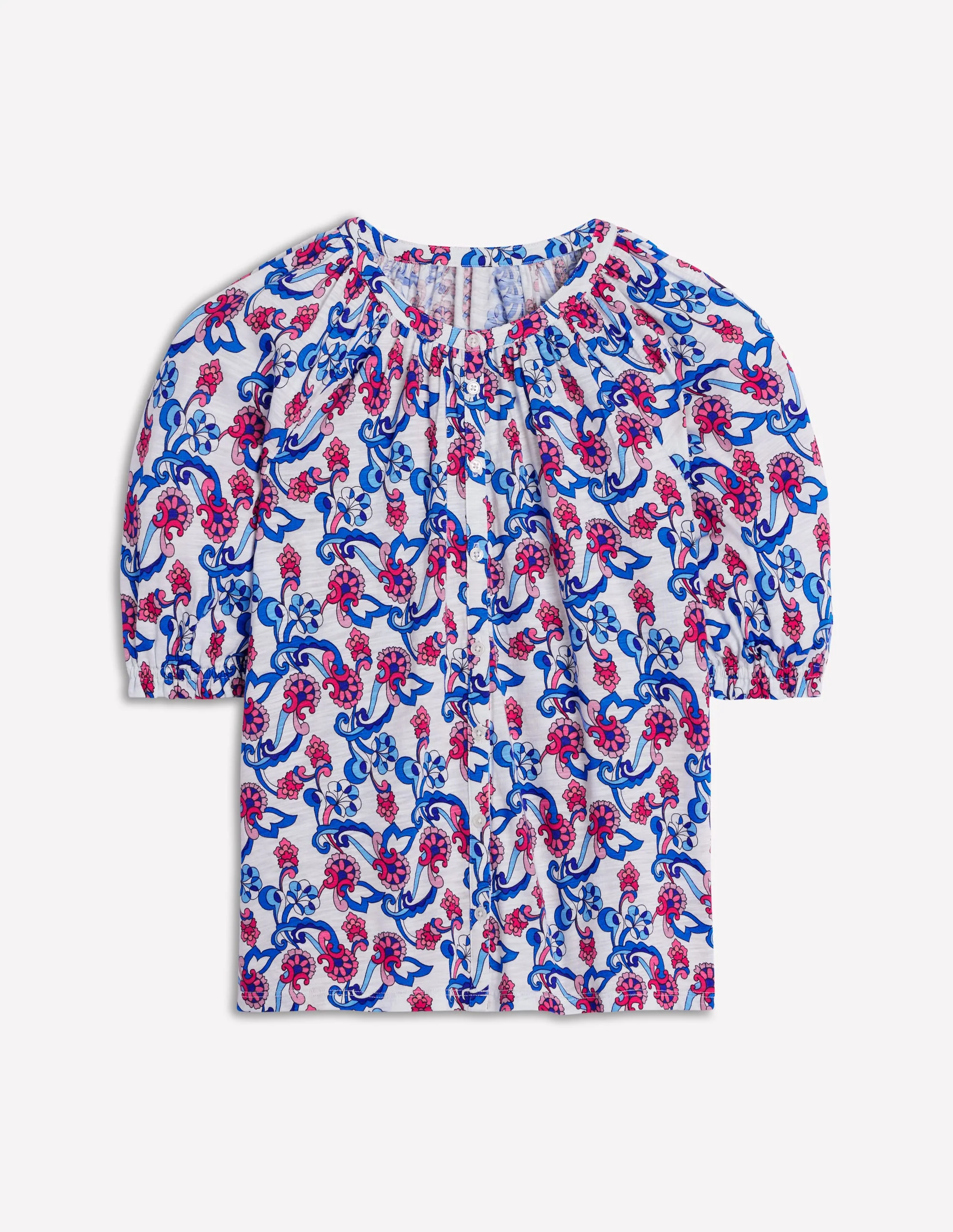 Isla Jersey Shirt-Ivory, Floral - Image 5
