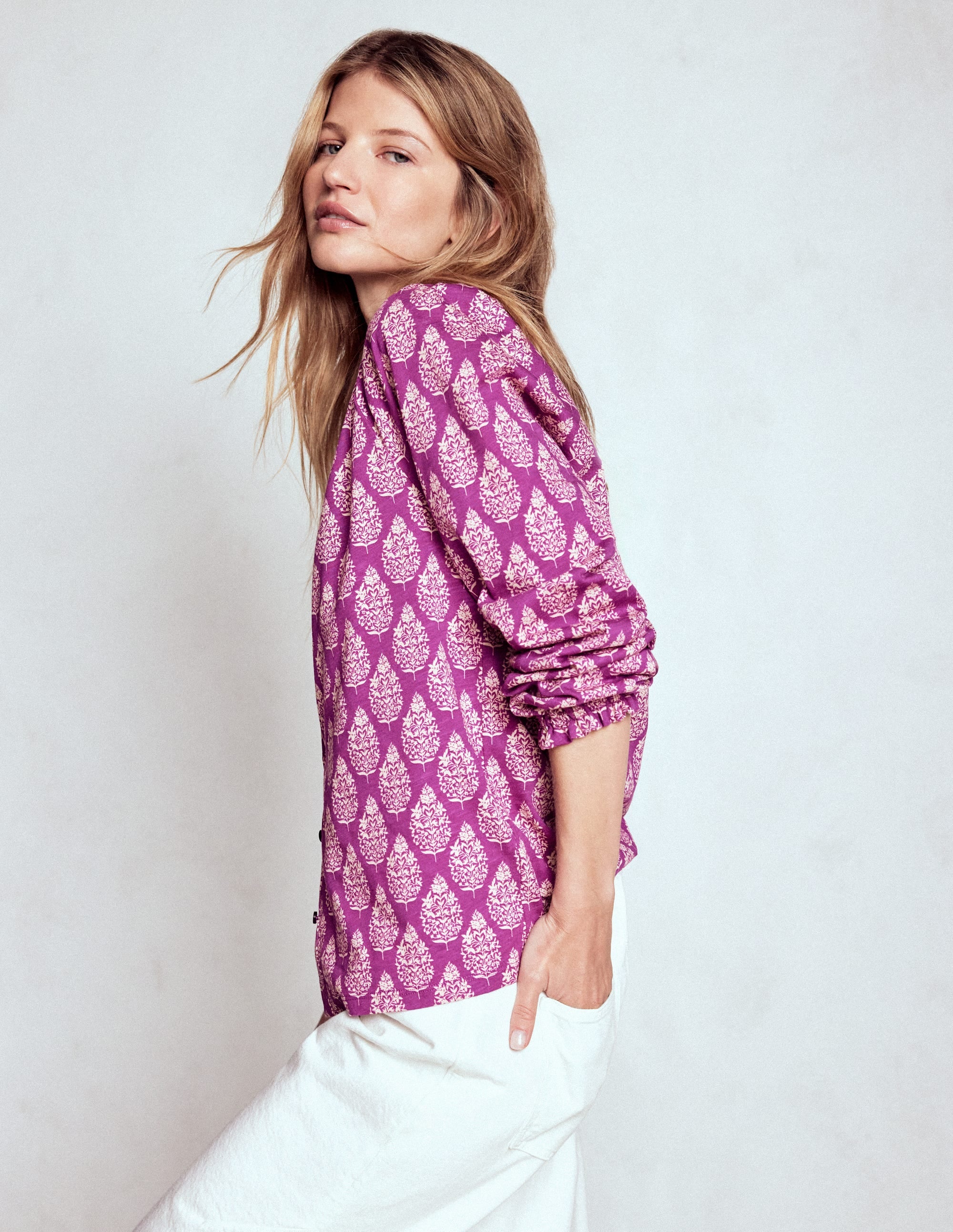 Isla Long Sleeve Jersey Shirt-Purple, Wildflower Bouquet - Image 4