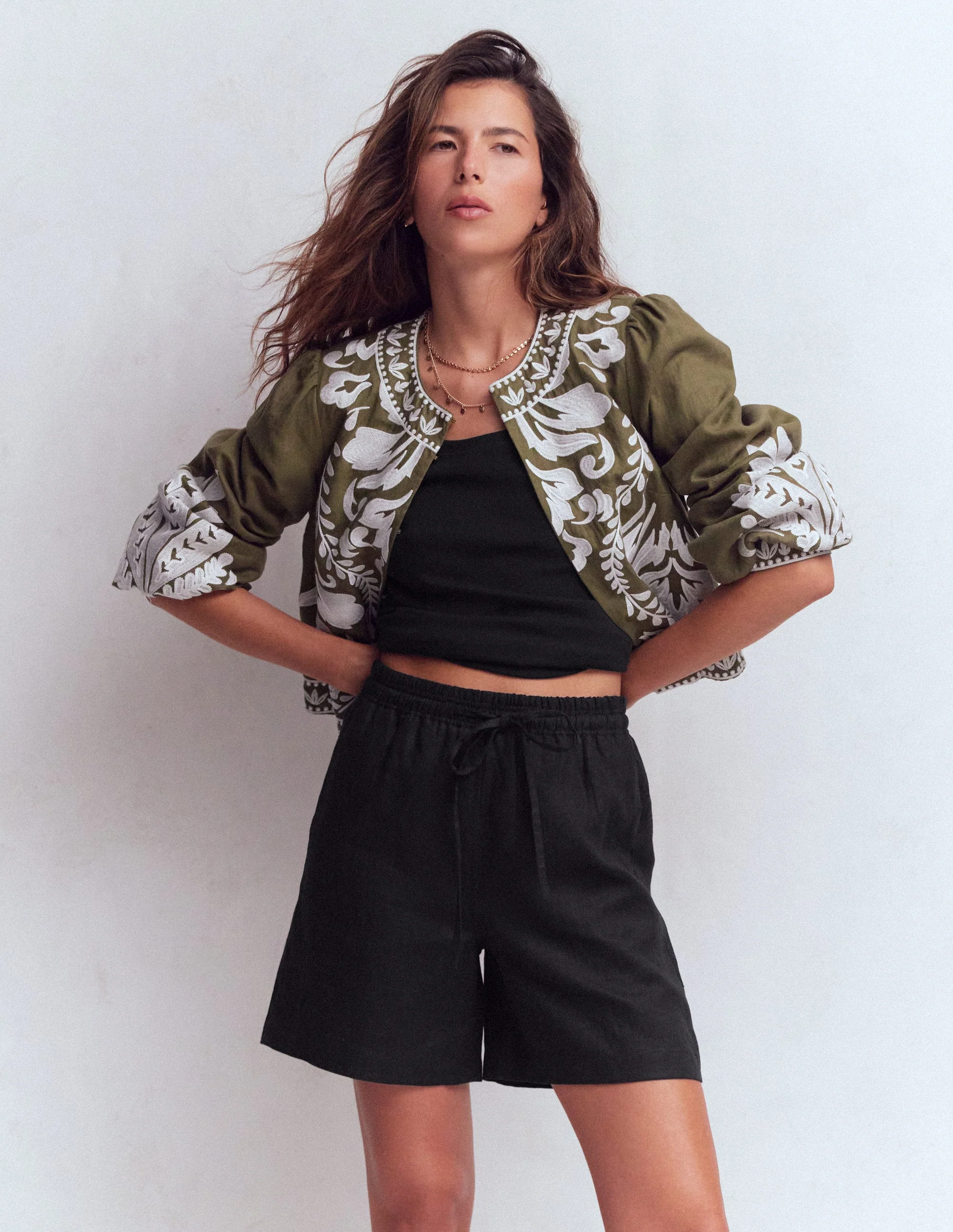 Islington Linen Shorts-Black