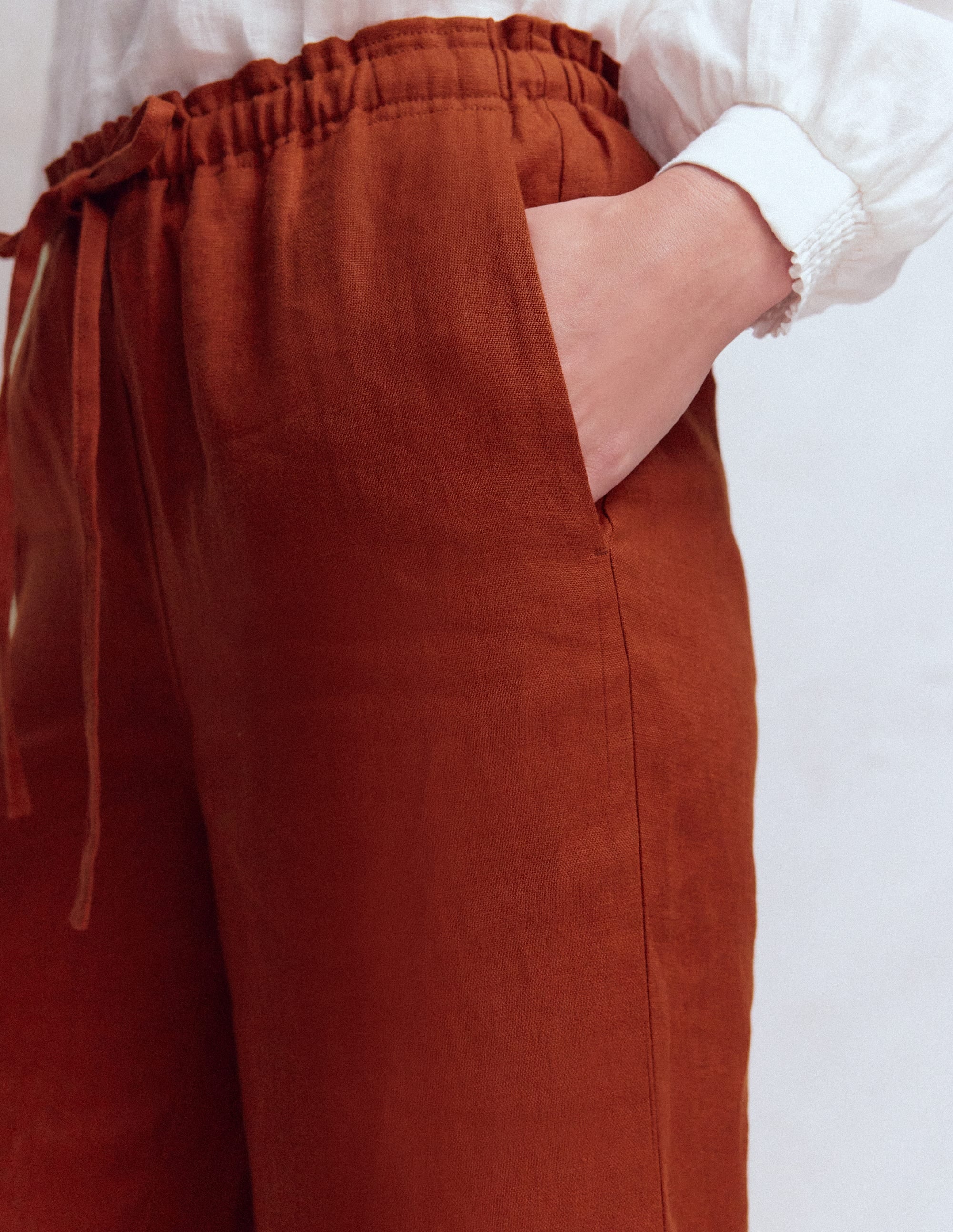 Islington Linen Trousers-Burnt Orange - Image 5