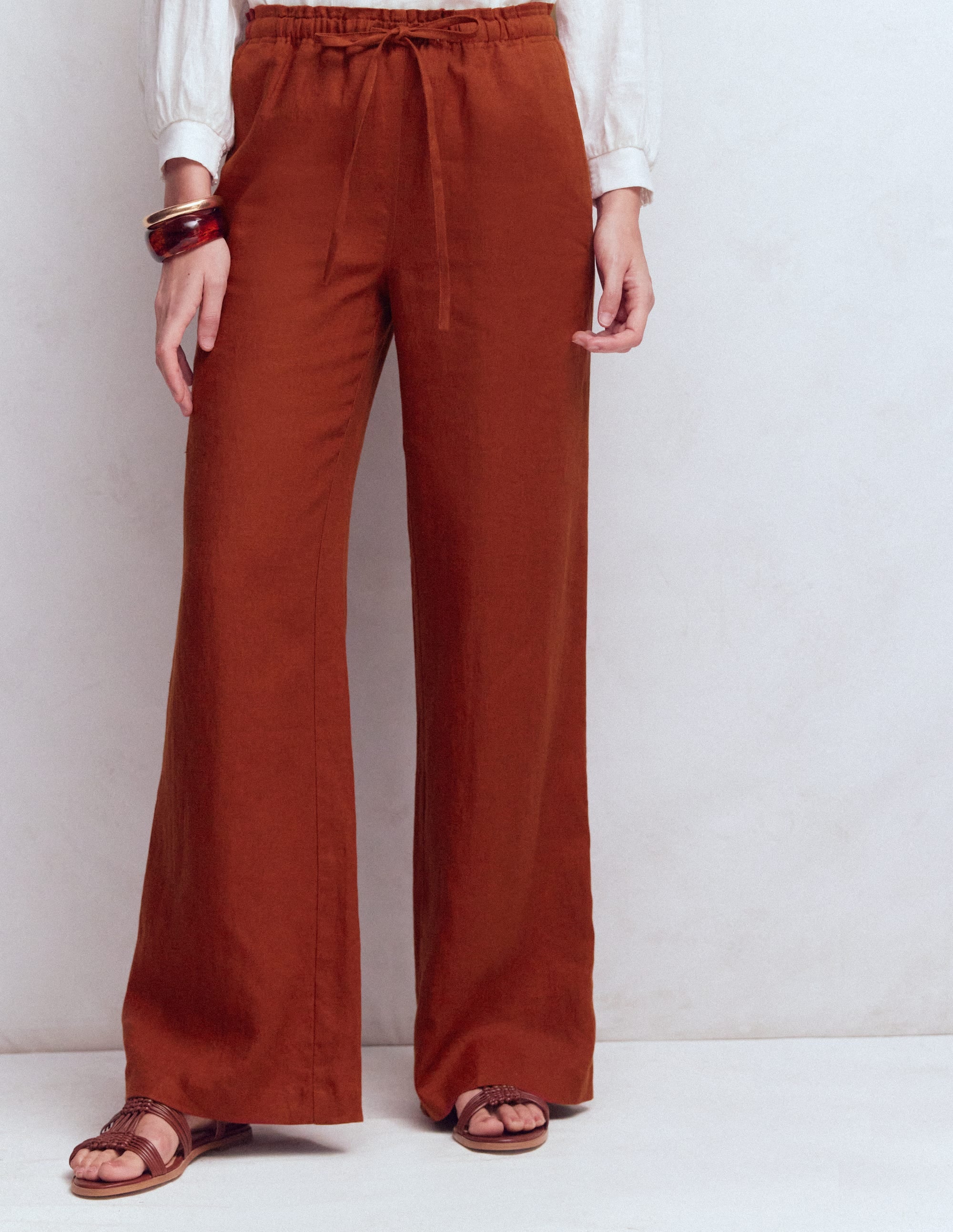 Islington Linen Trousers-Burnt Orange - Image 6