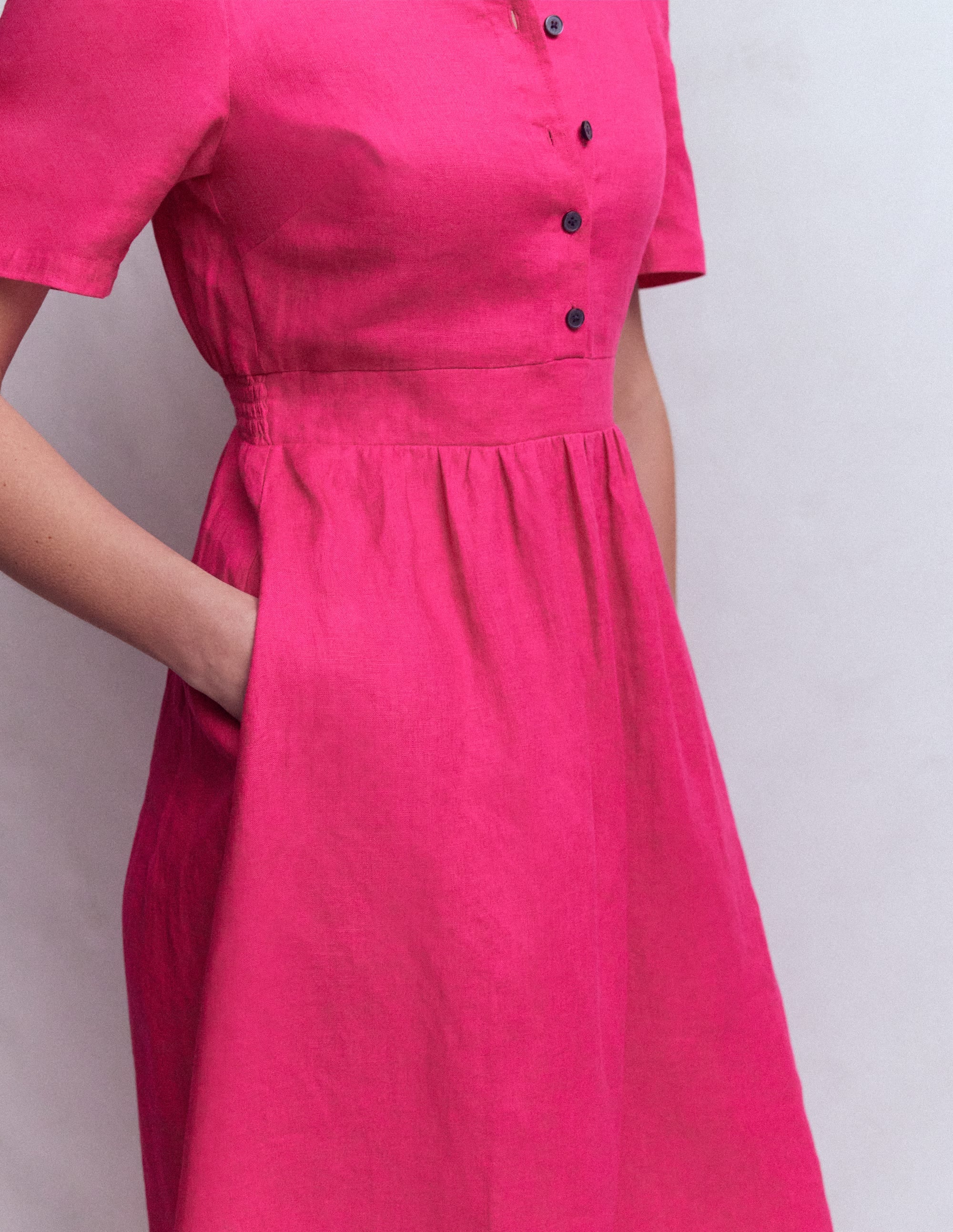 Ivy Linen Midi Dress-Pink Peony - Image 2