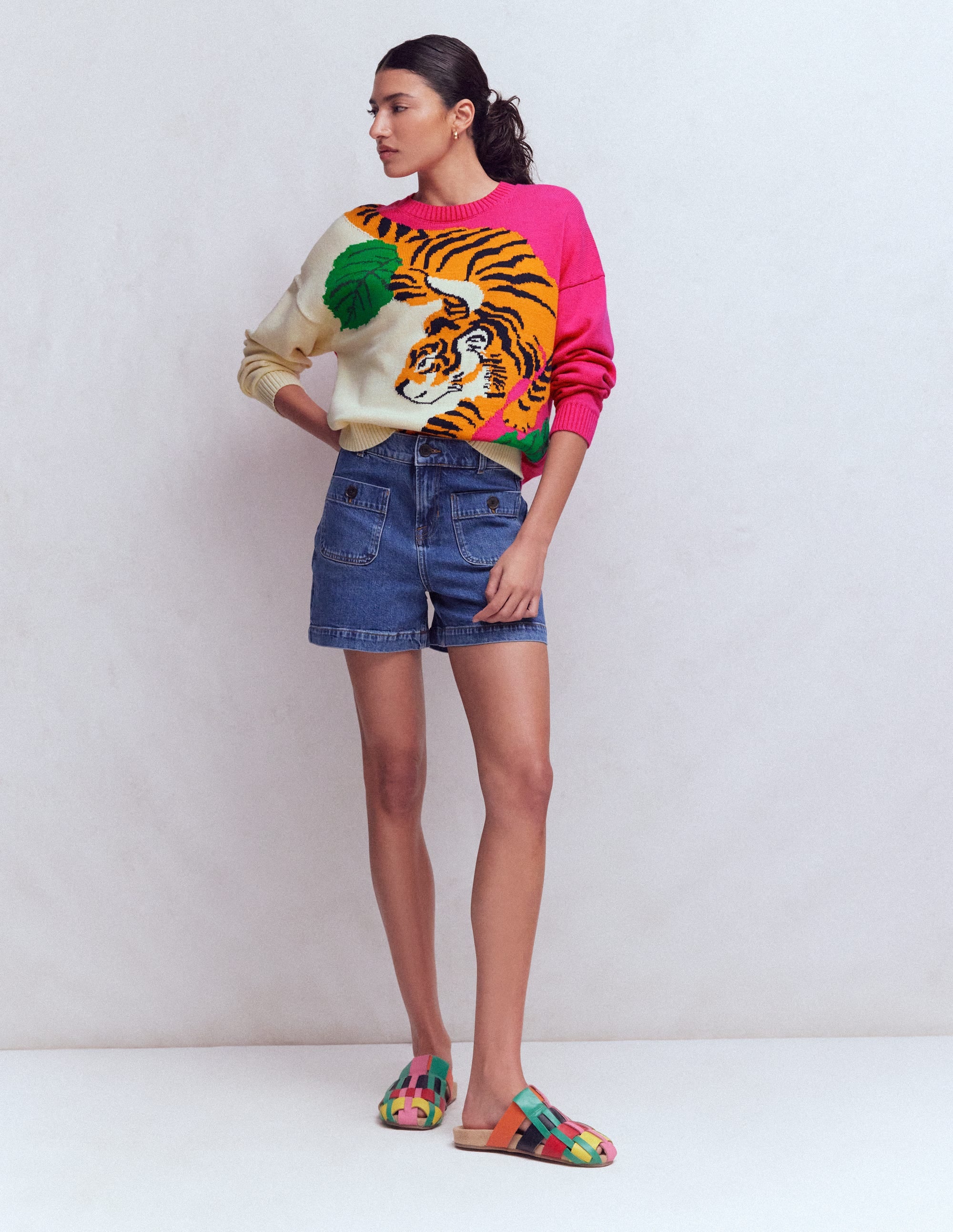 Jacquard Jumper-Warm Ivory and Pink Tiger - Image 5