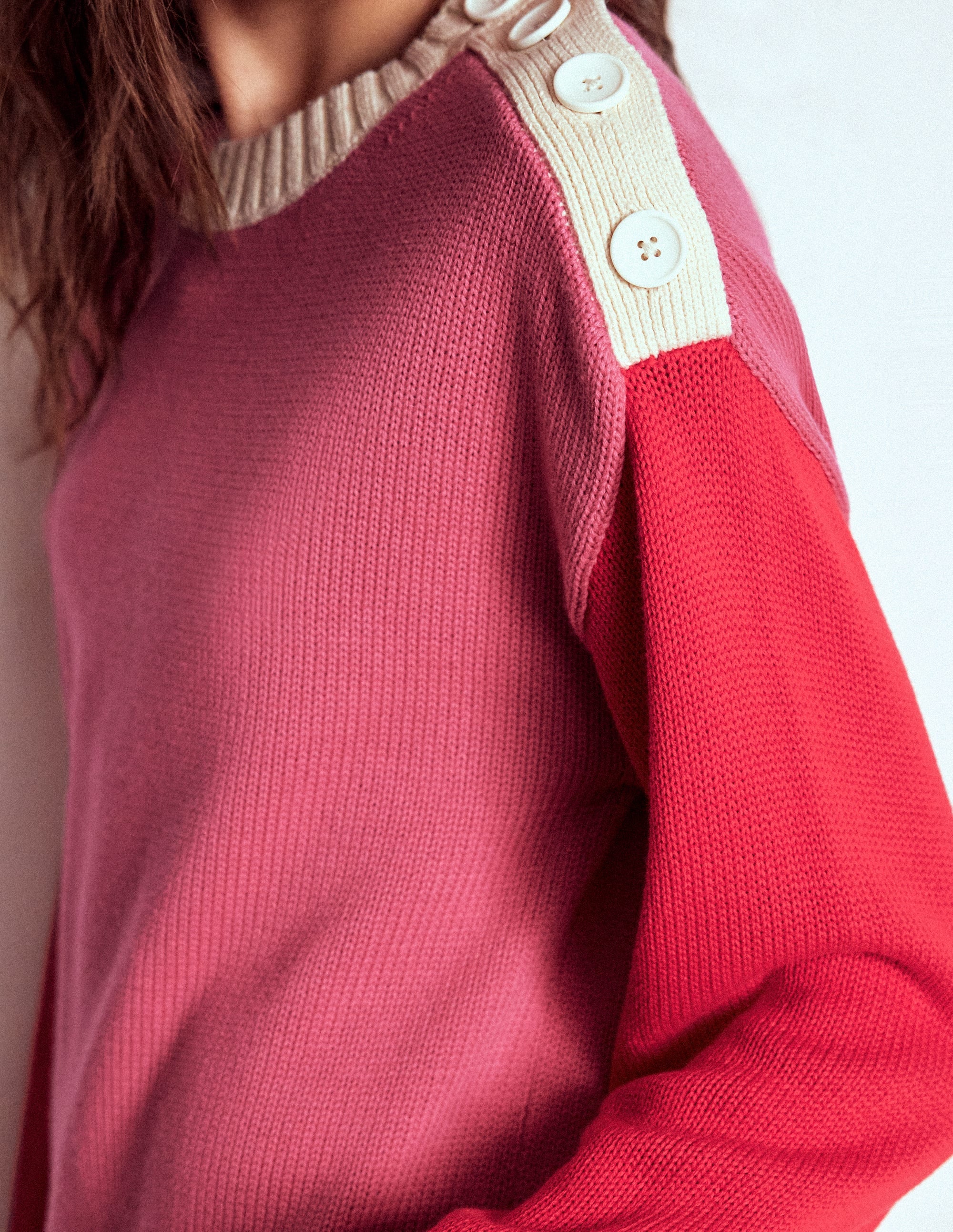 Jemma Chunky Cotton Jumper-Rose Pink - Image 2