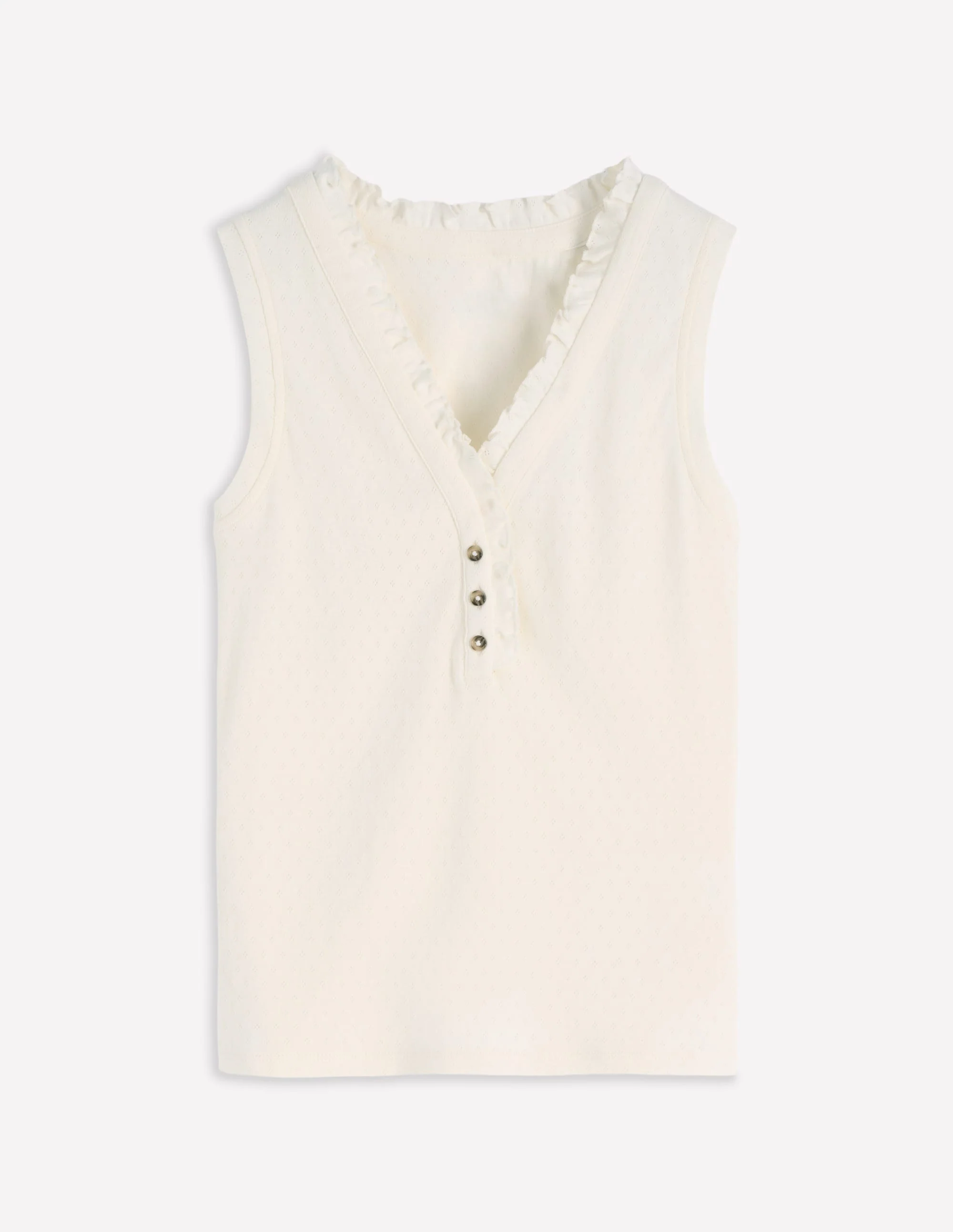 Jersey Henley Pyjama Vest-Classic Ivory - Image 5