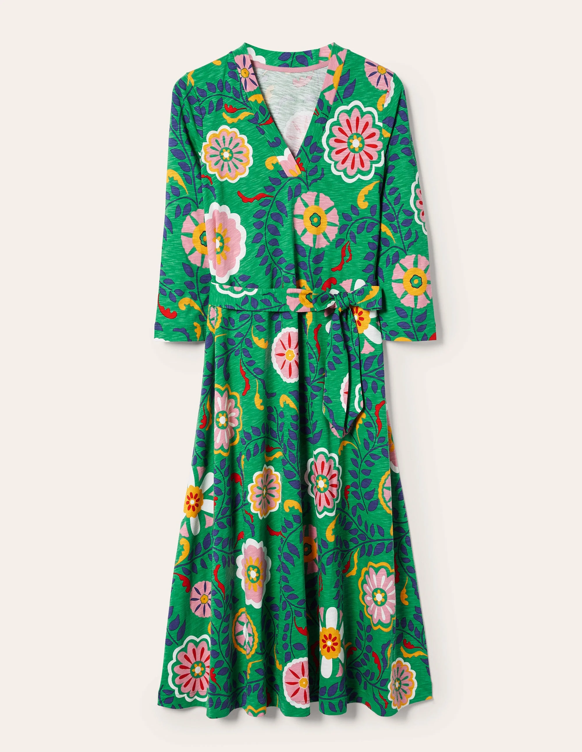 Jersey Kaftan Midi Dress-English Ivy, Opulent Garden - Image 5