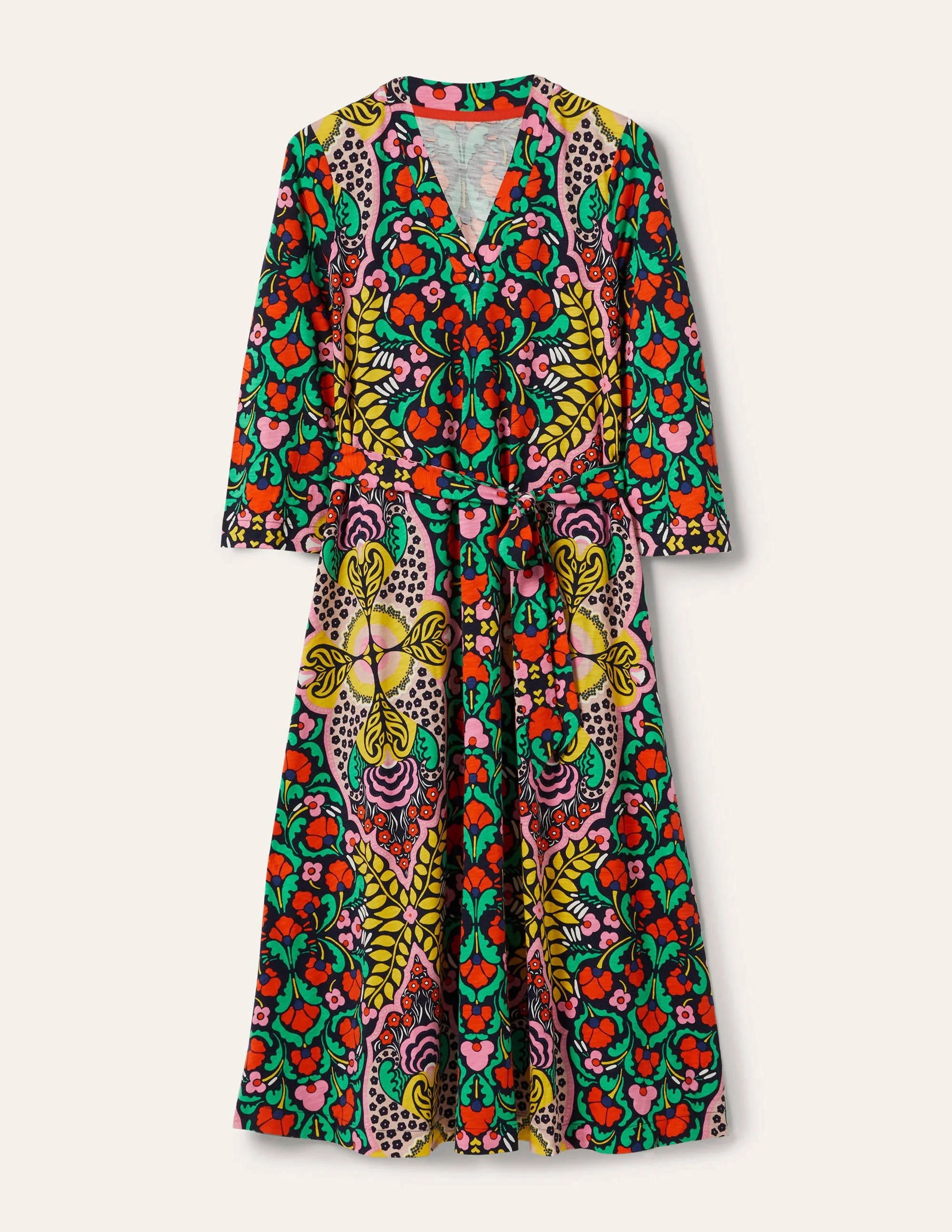 Jersey Kaftan Midi Dress-Navy Passion Bloom - Image 11
