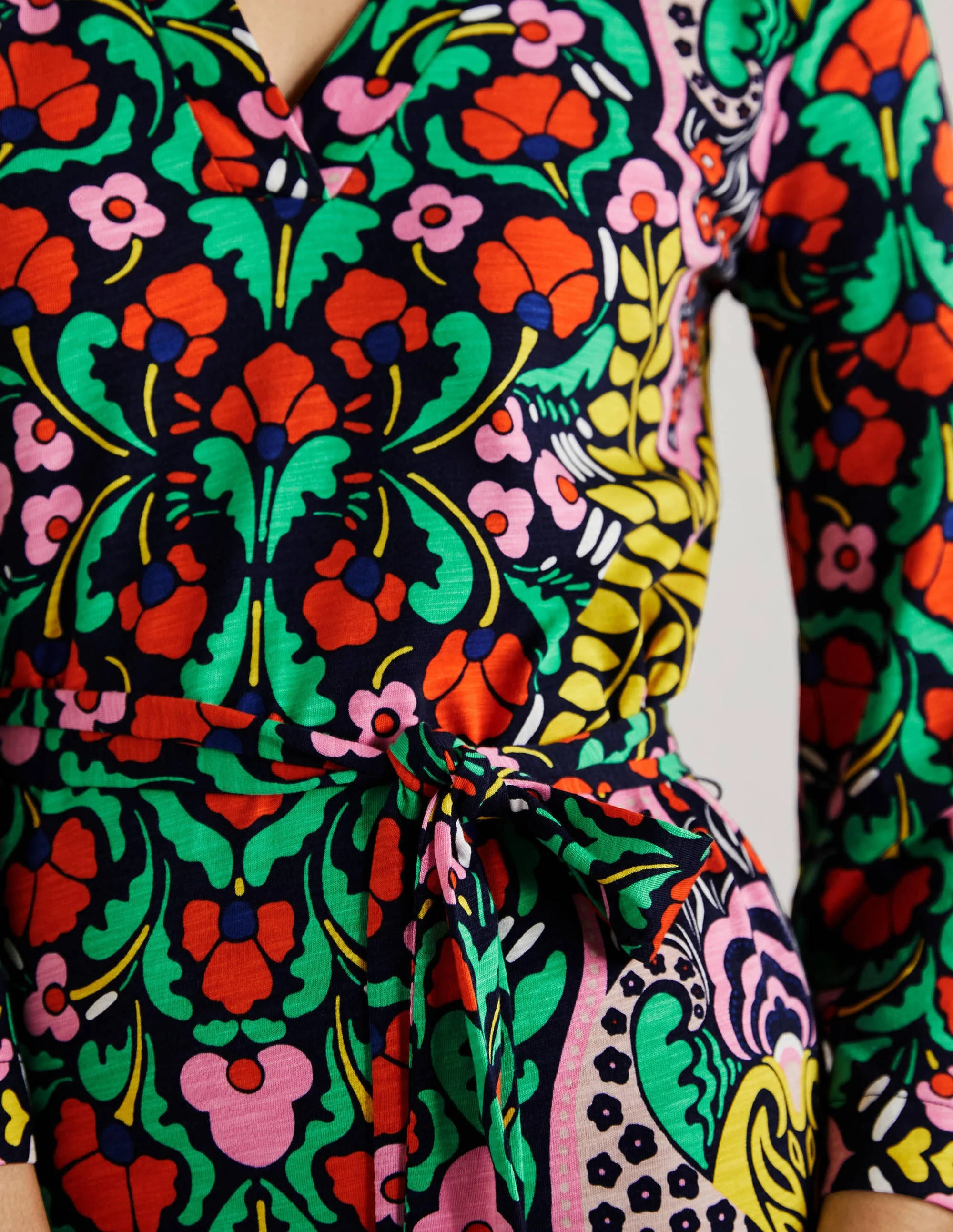 Jersey Kaftan Midi Dress-Navy Passion Bloom - Image 7