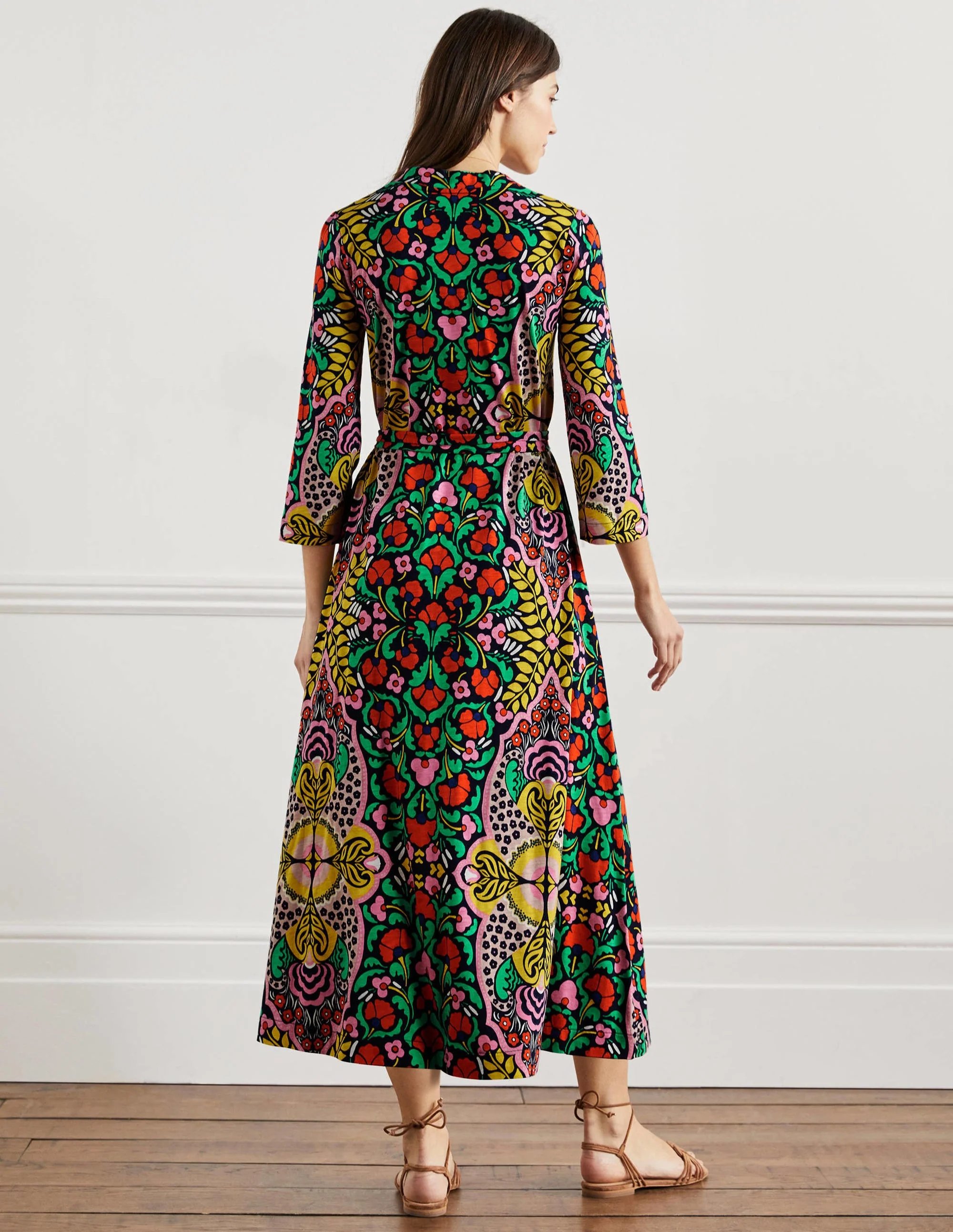 Jersey Kaftan Midi Dress-Navy Passion Bloom - Image 8