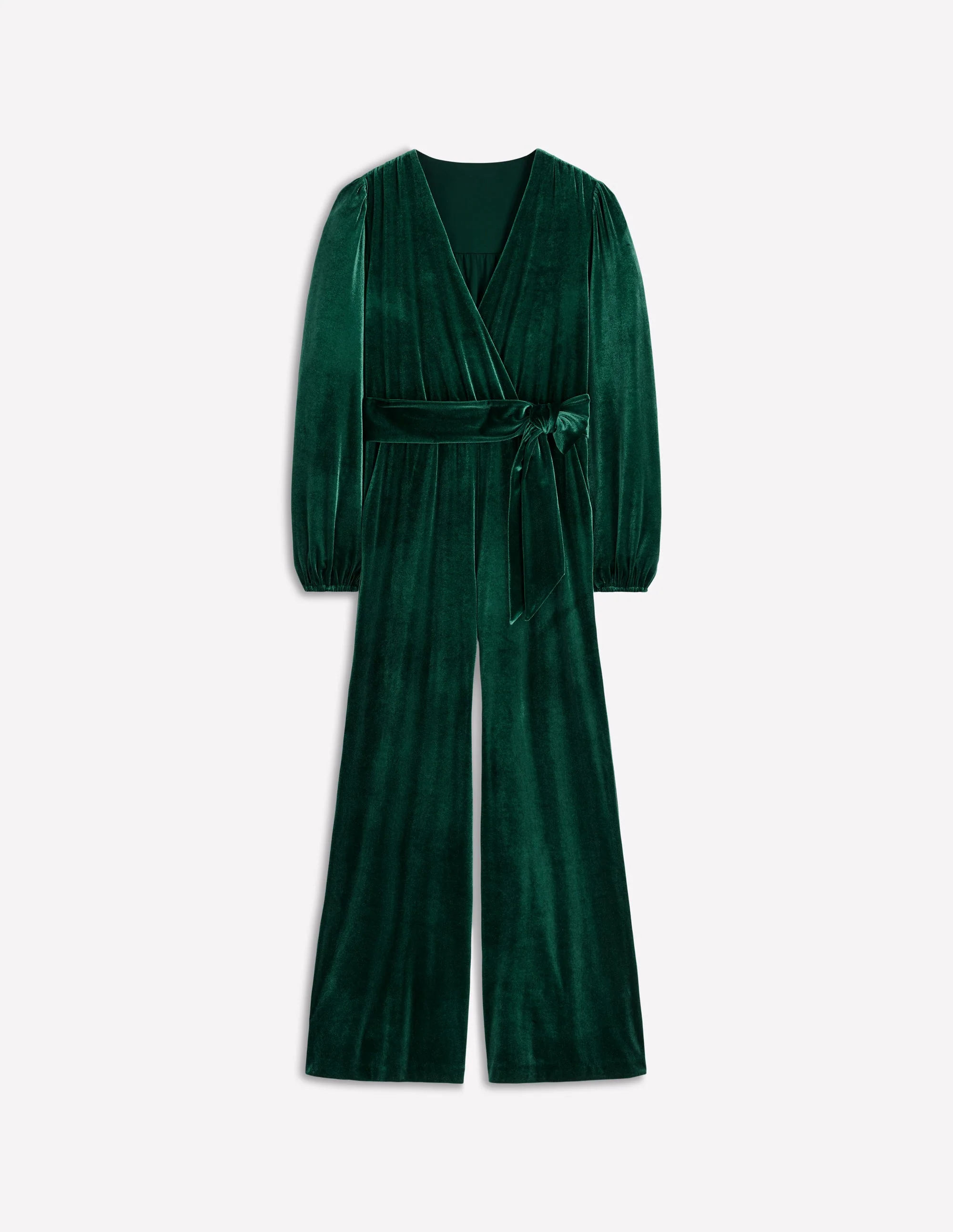 Jersey Velvet Wrap Jumpsuit-Emerald Night - Image 6