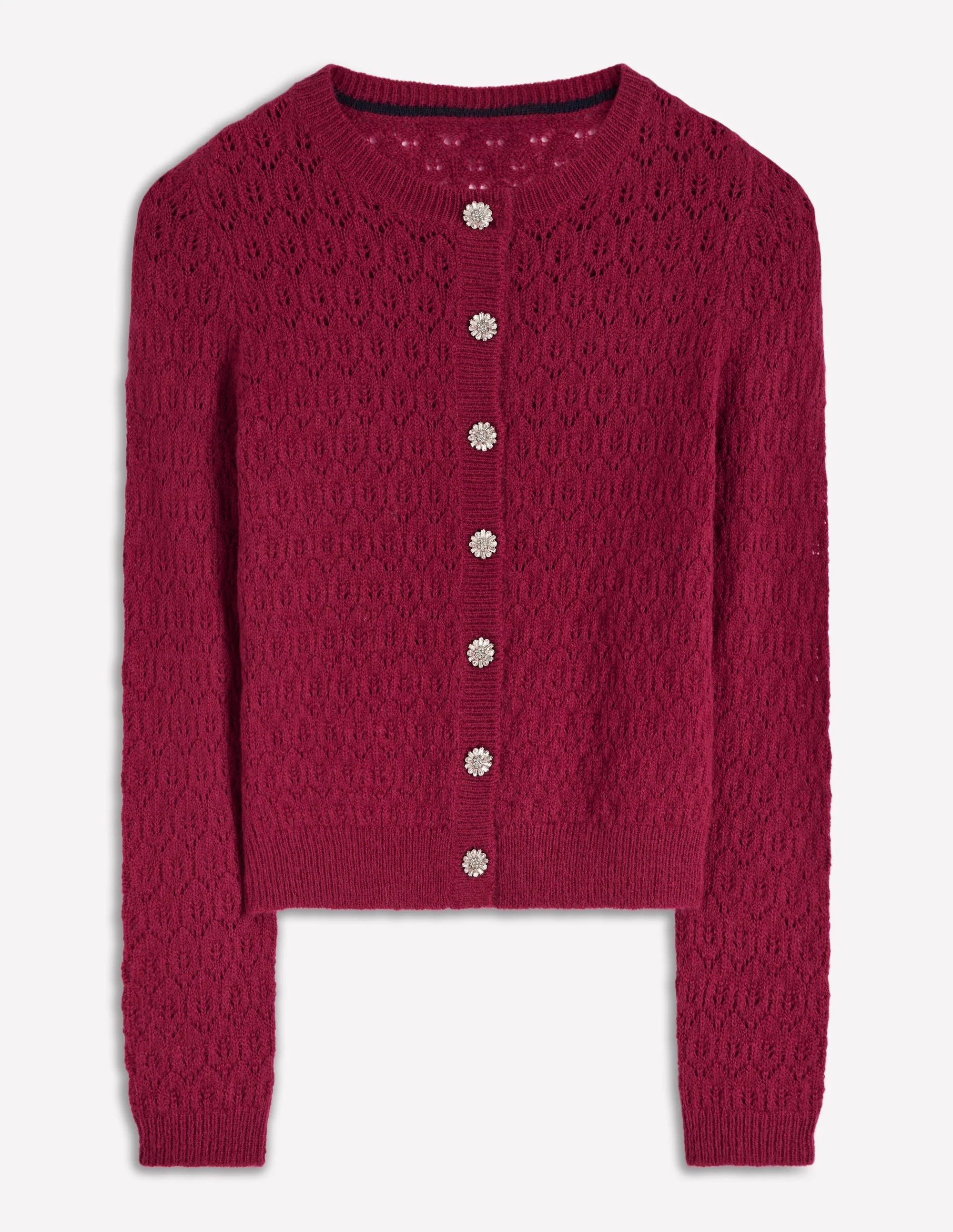 Jewel Button Cardigan-Ruby Red - Image 6