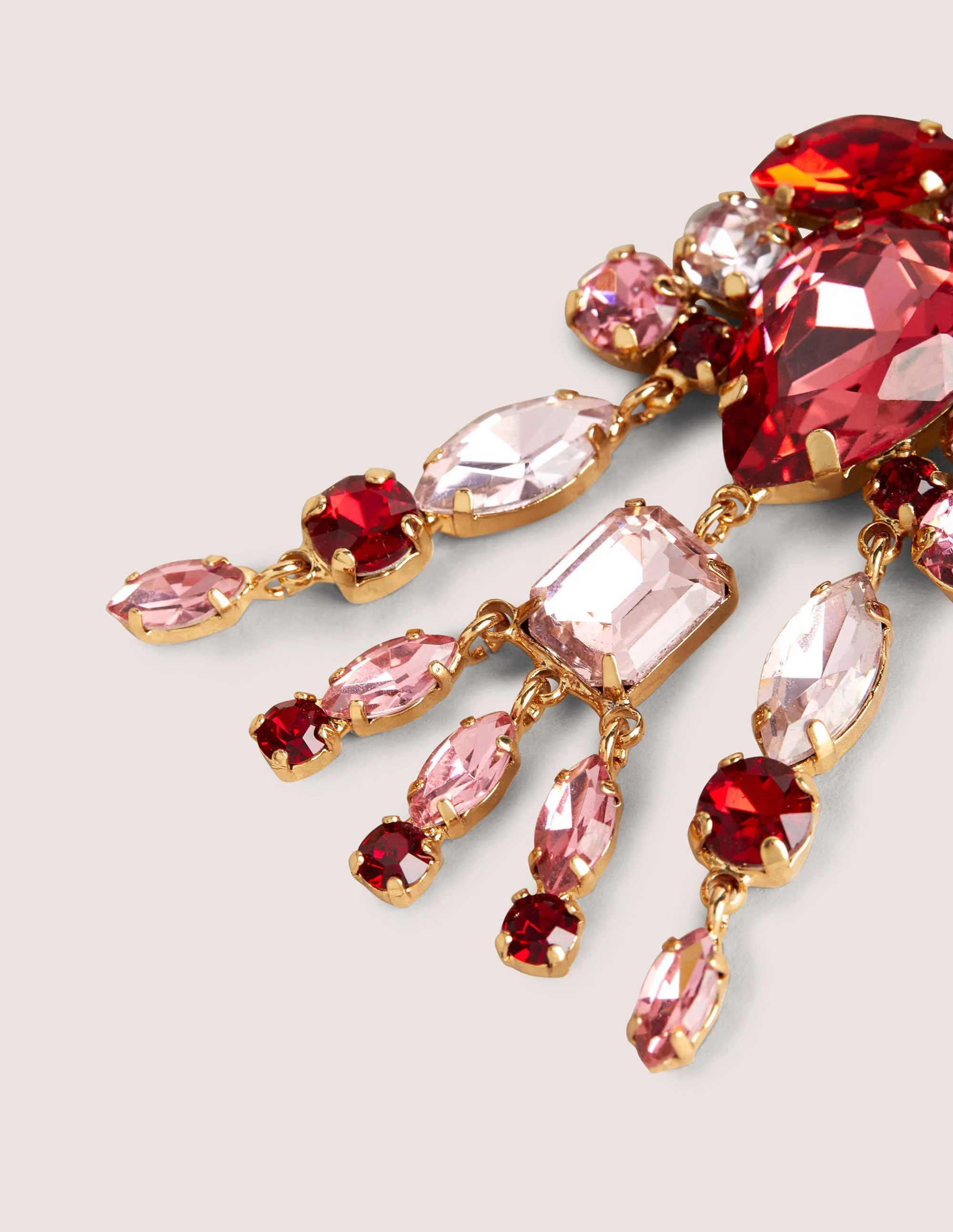 Jewel Chandelier Earrings-Pink/ Red - Image 4