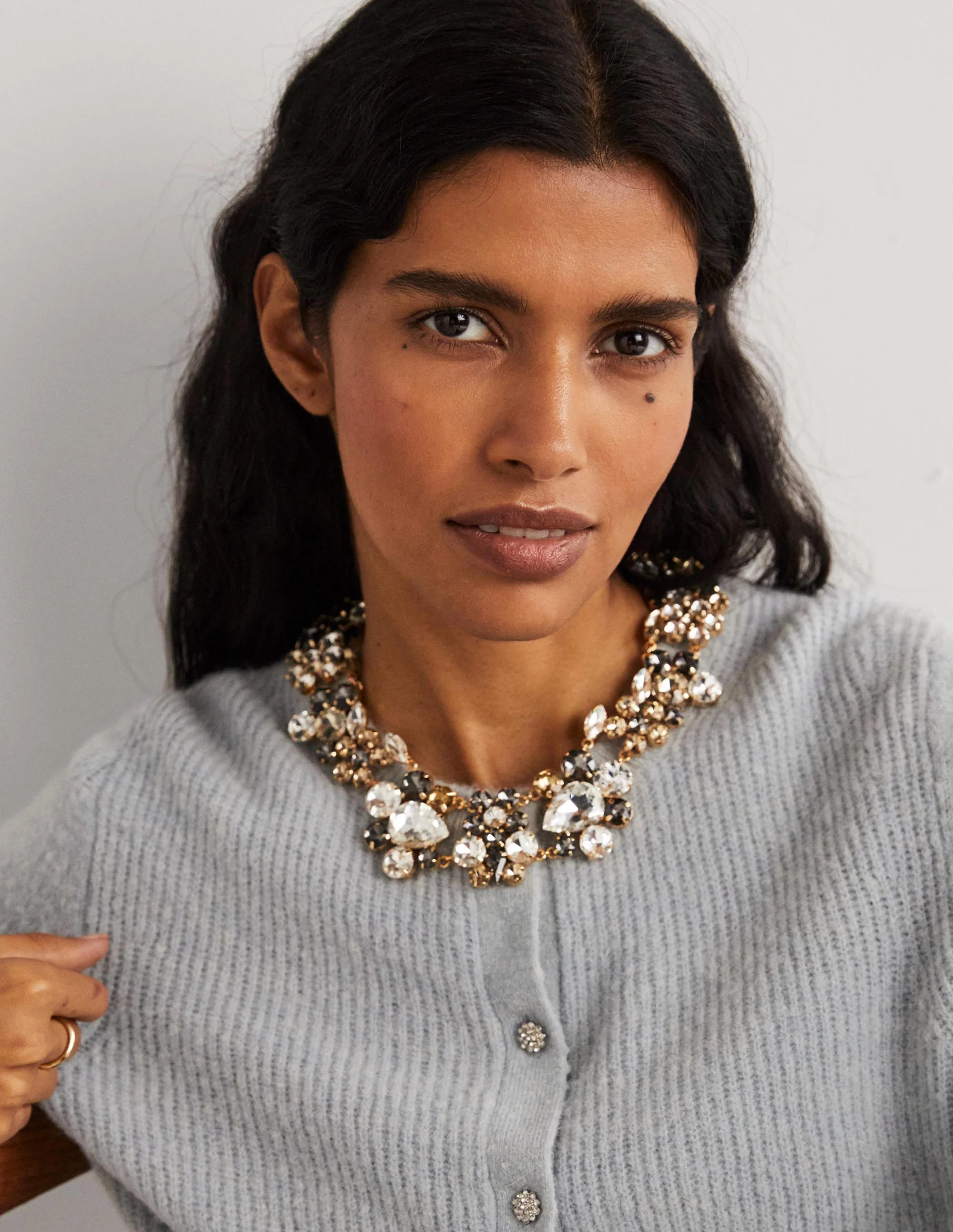 Jewel Cluster Necklace-Clear