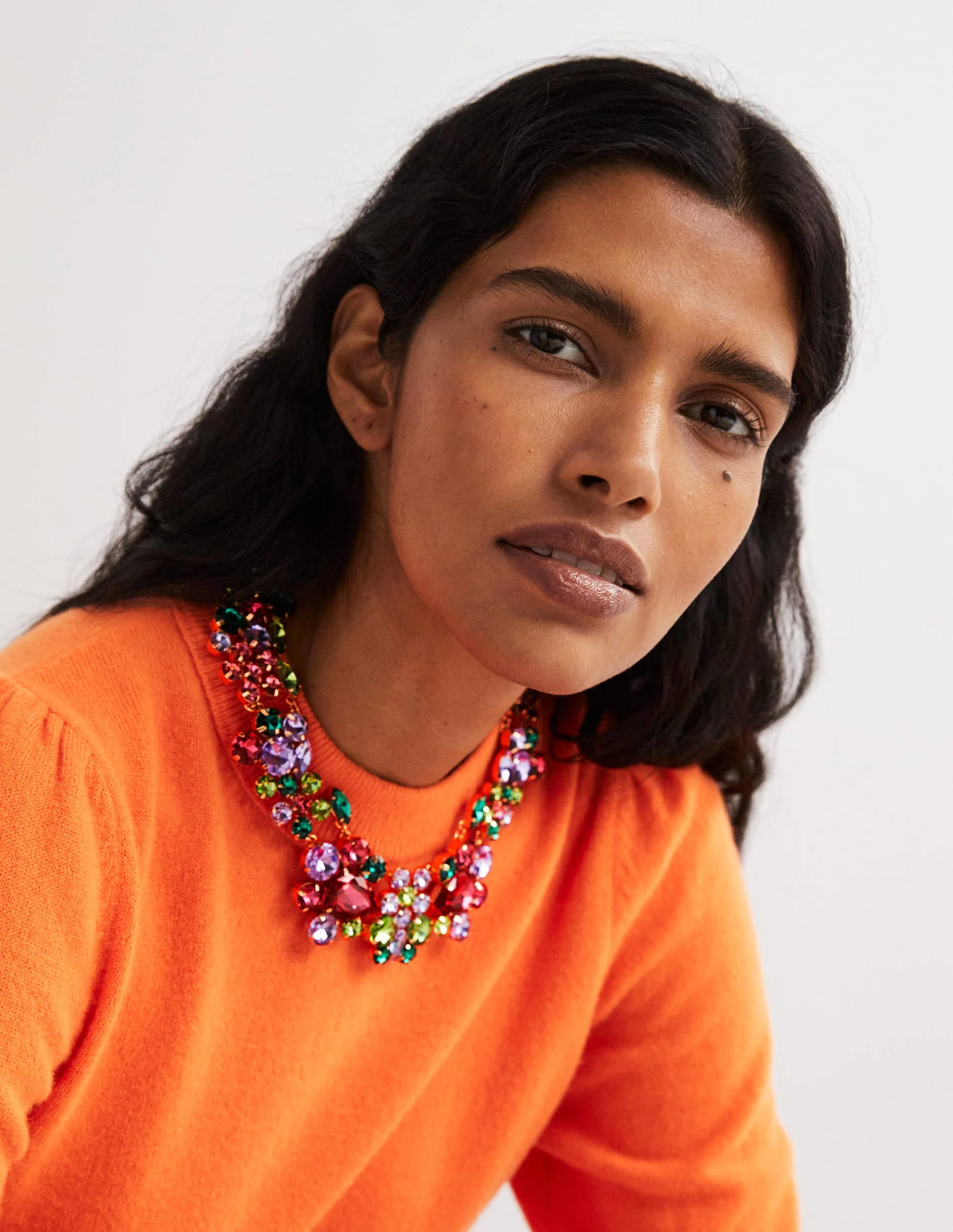 Jewel Cluster Necklace-Pink/ Green