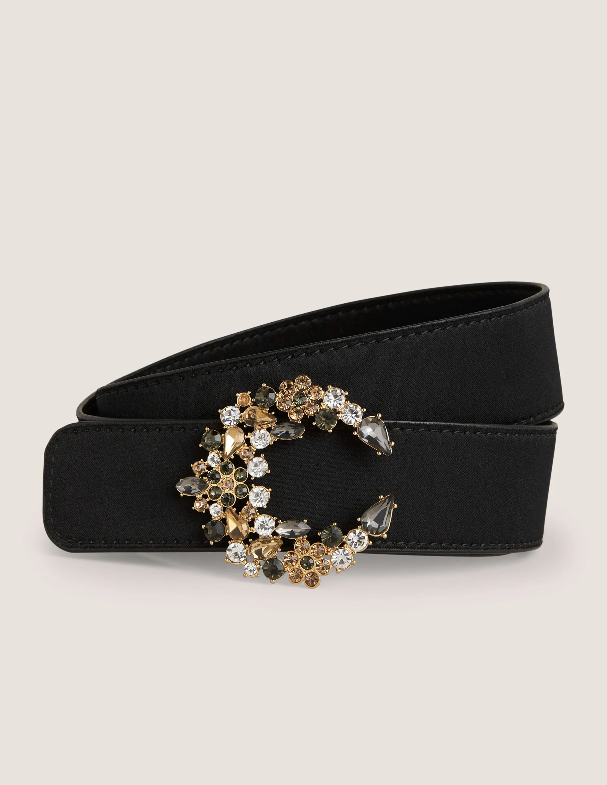 Jewel Cluster Waist Belt-Black