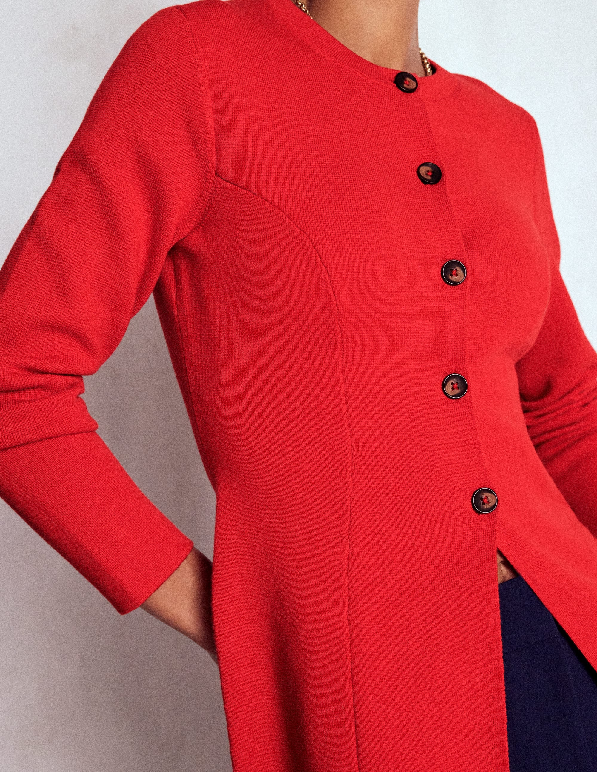 Joanna Fitted Knitted Jacket-Poppy Red - Image 2