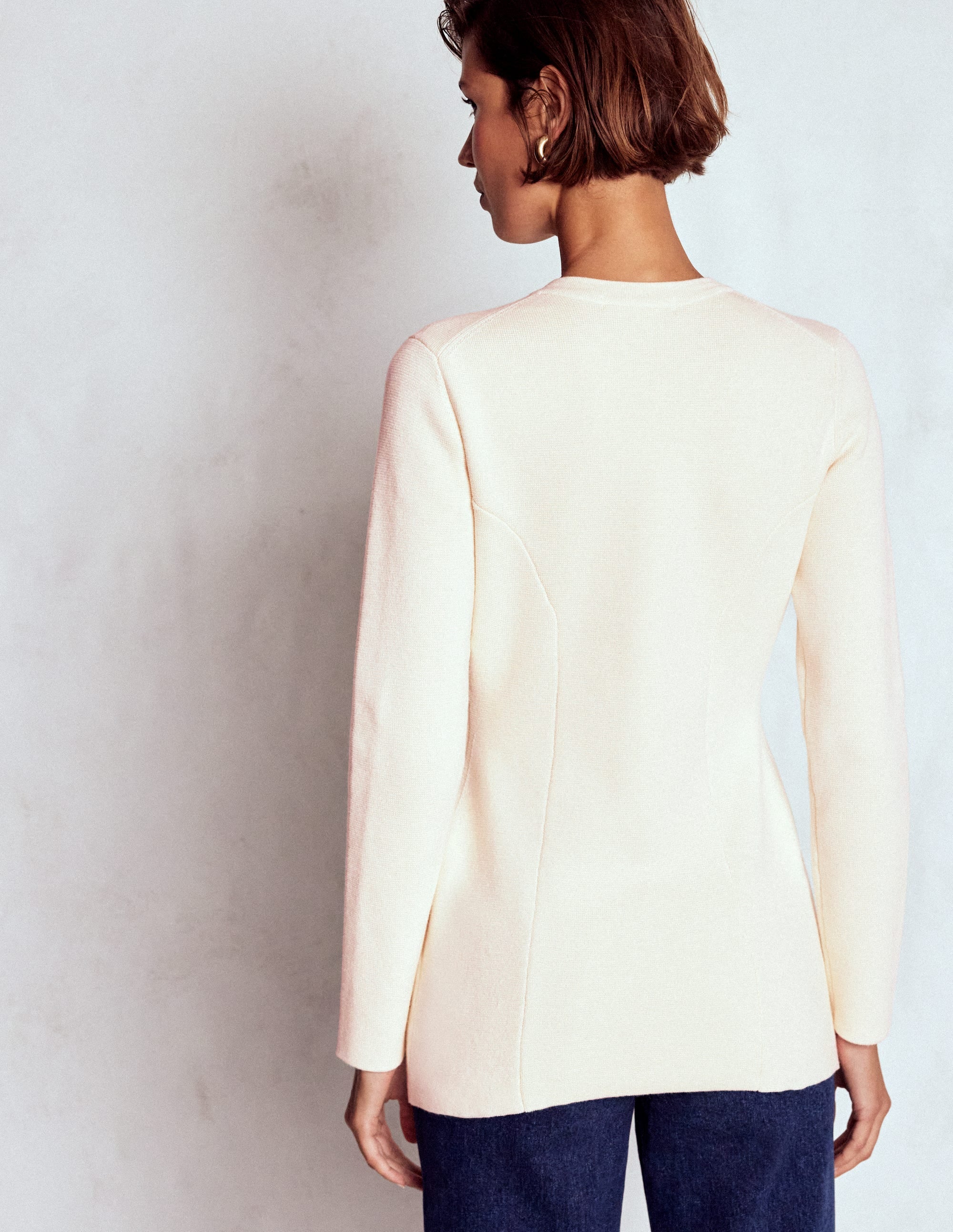 Joanna Fitted Knitted Jacket-Warm Ivory - Image 3
