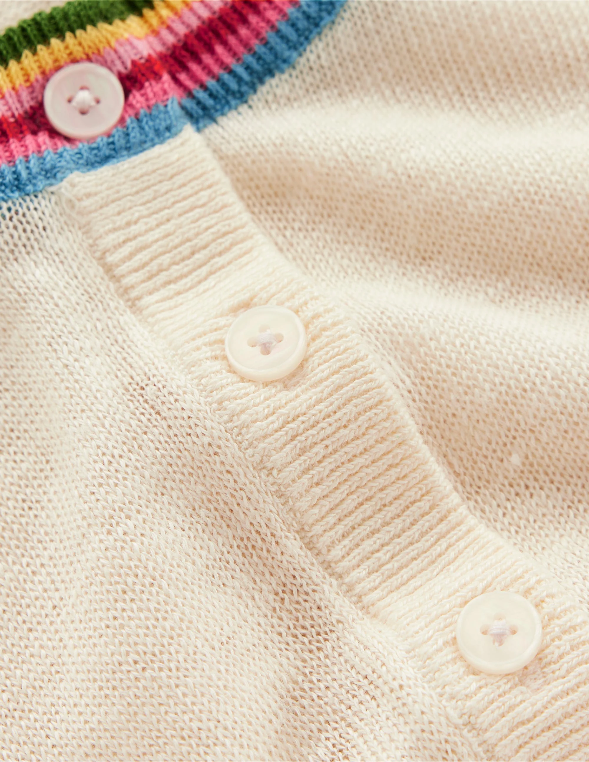 Josie Cropped Linen Cardigan-Warm Ivory, Multi Stripe - Image 6