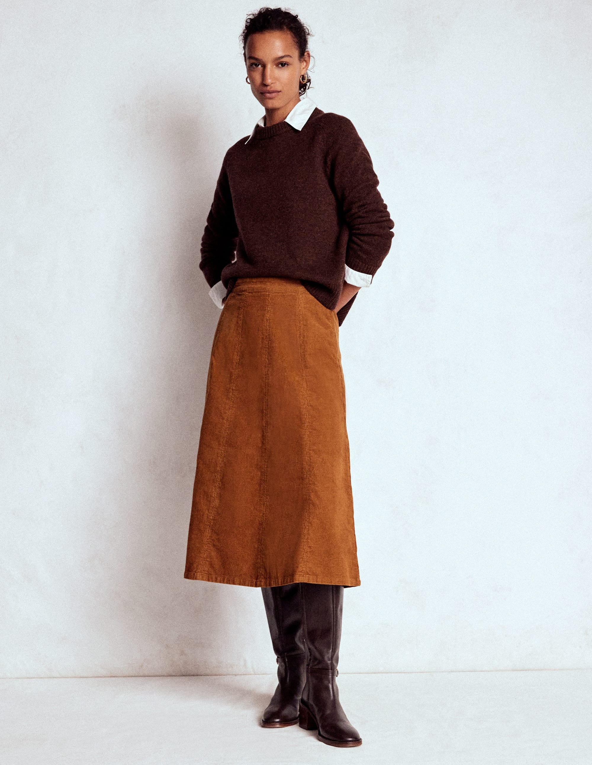 Joy Cord Midi Skirt-Ginger