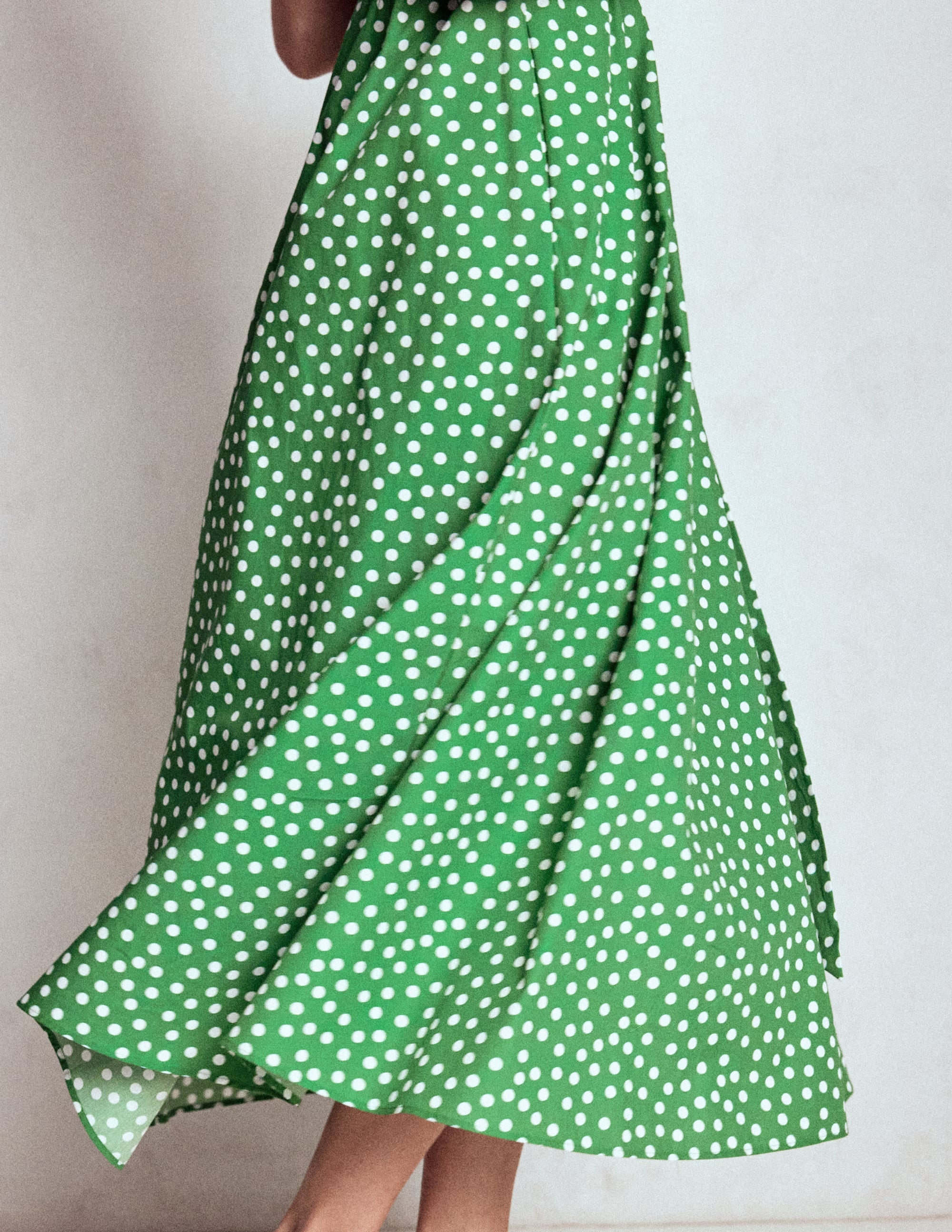Julia Cotton Wrap Midi Dress-Highland Green, Painted Dot - Image 5