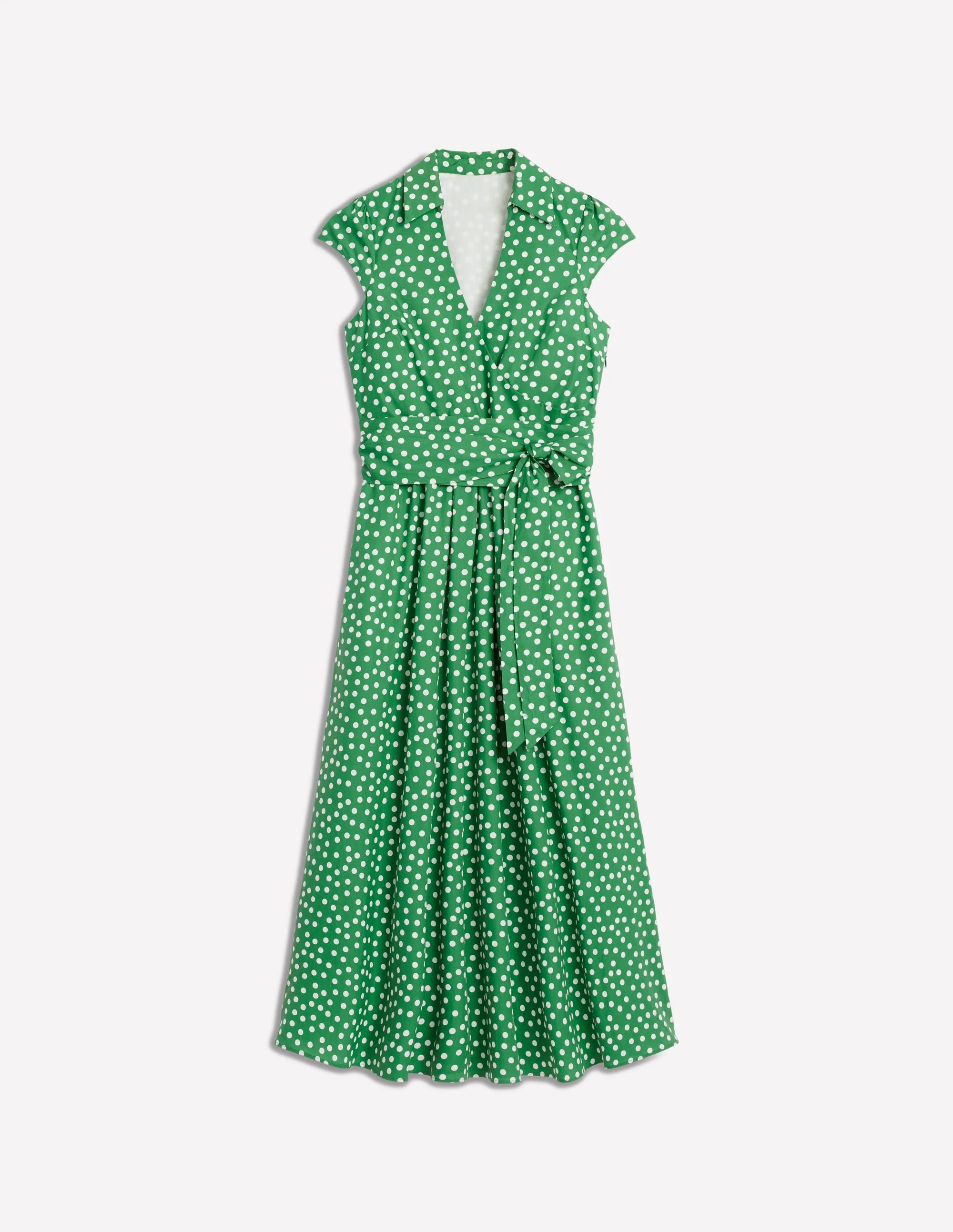 Julia Cotton Wrap Midi Dress-Highland Green, Painted Dot - Image 6