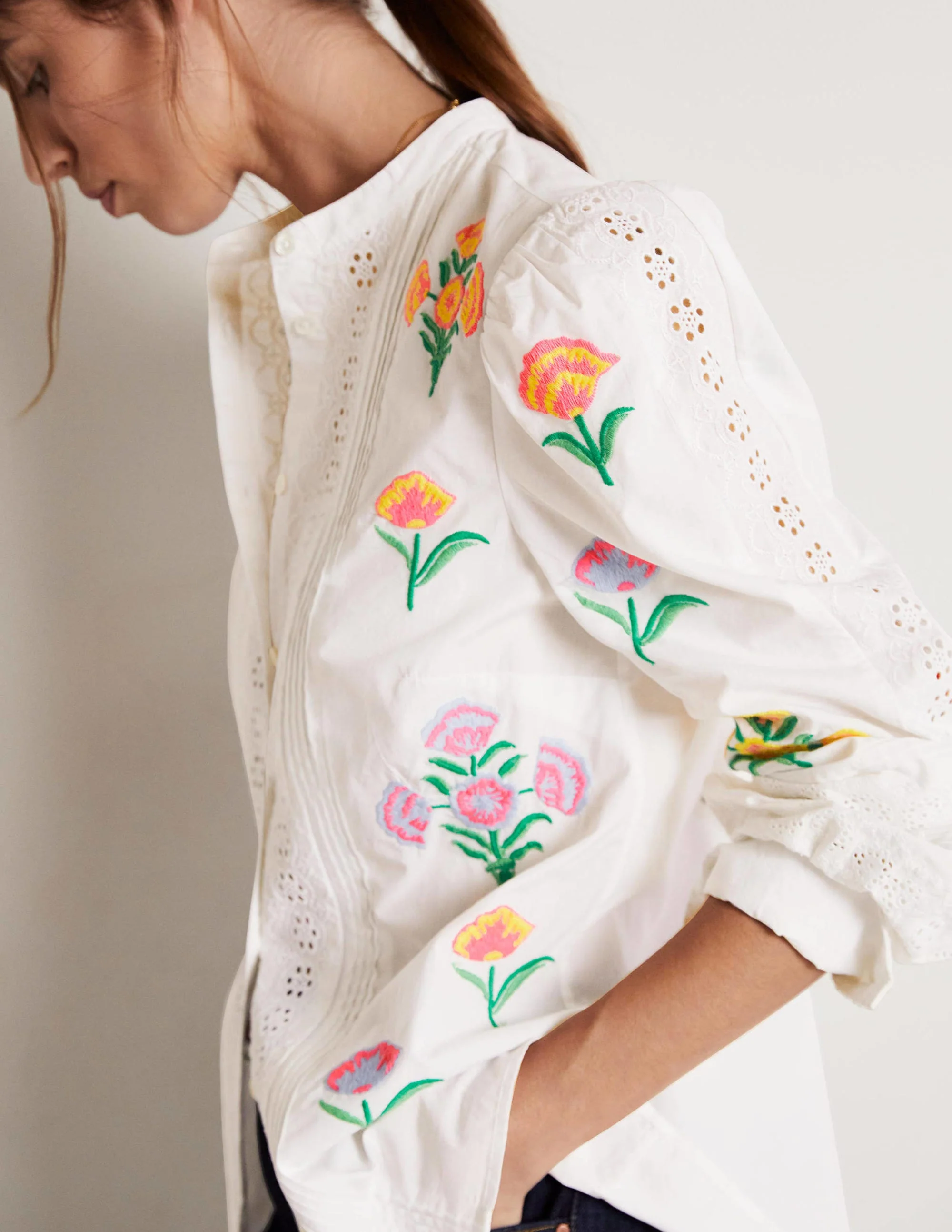 Julianne Embroidered Blouse-Ivory Embroidery - Image 3