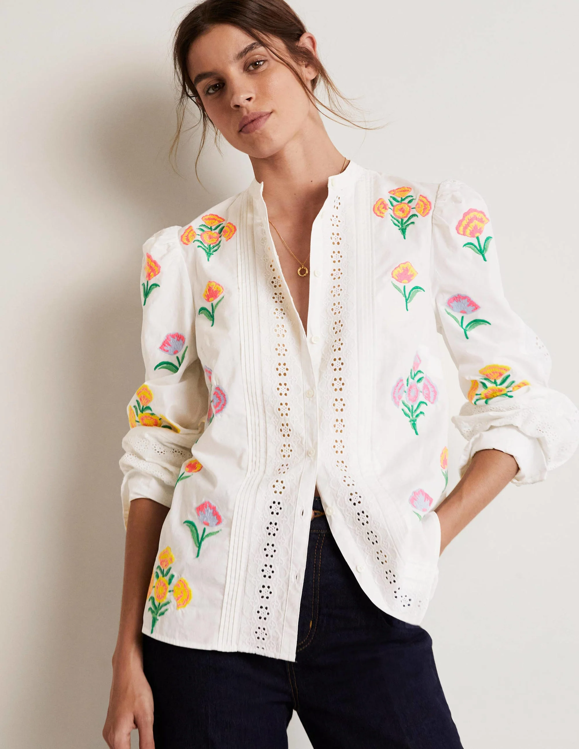 Julianne Embroidered Blouse-Ivory Embroidery - Image 6