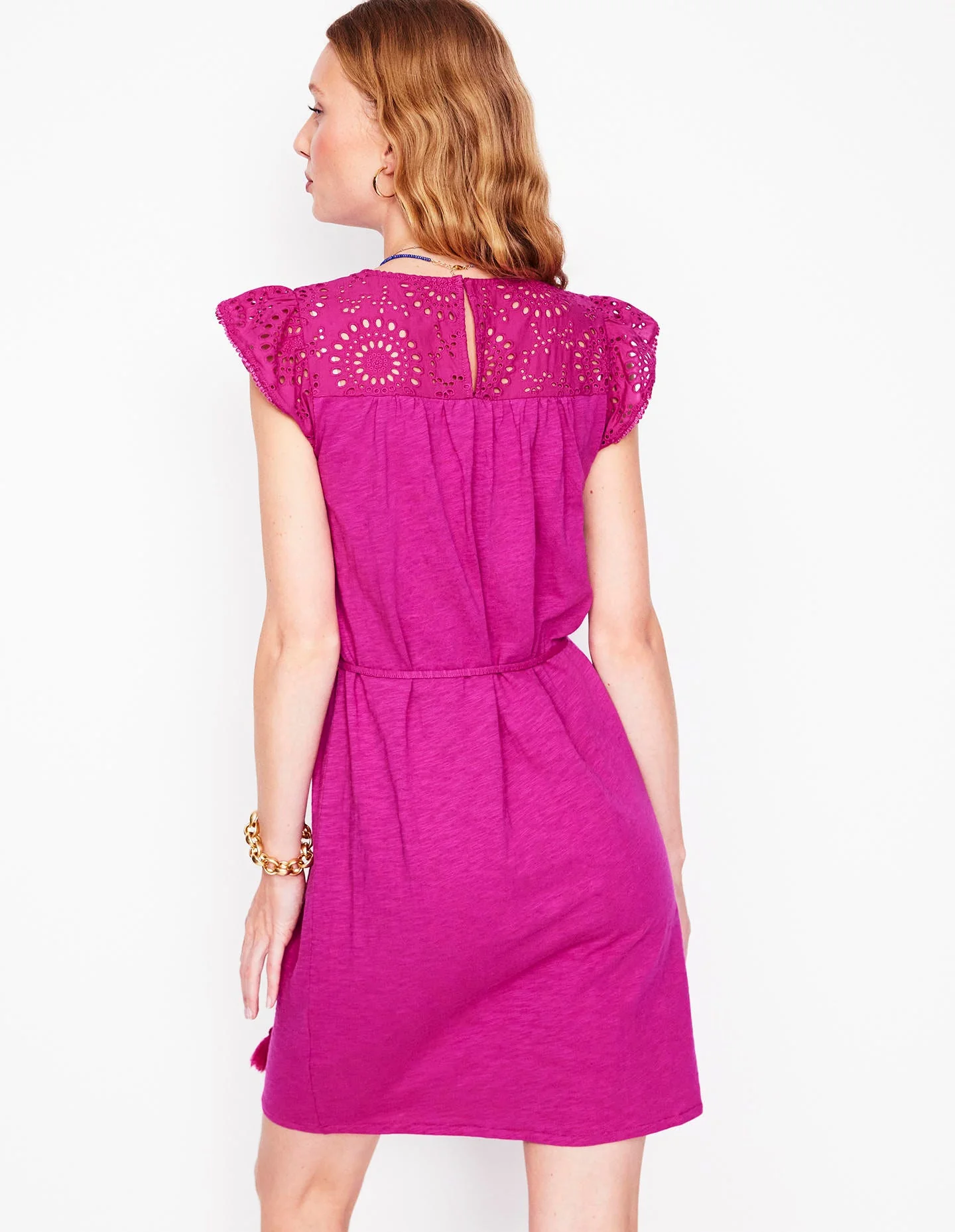 Juliet Broderie Short Dress-Fuchsia - Image 3