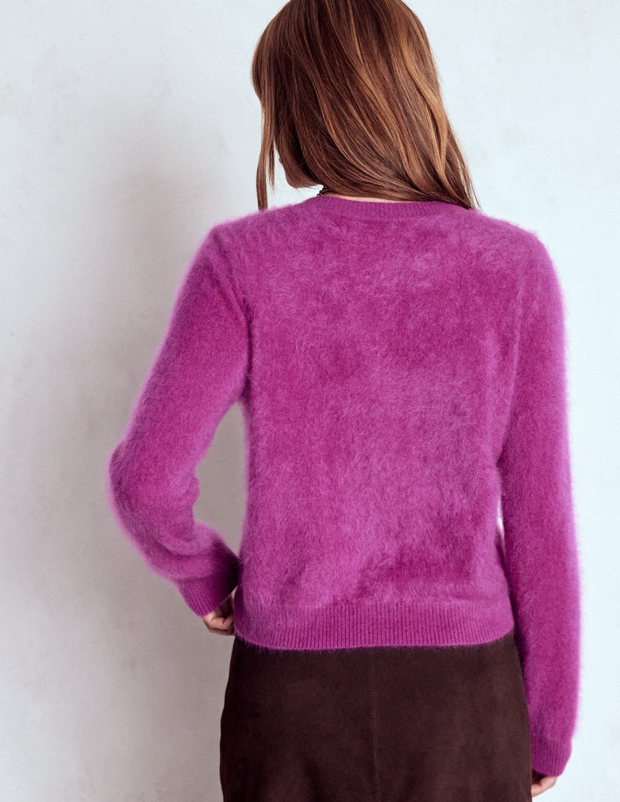 Kat Brushed Cashmere Cardigan-Regal Purple - Image 3