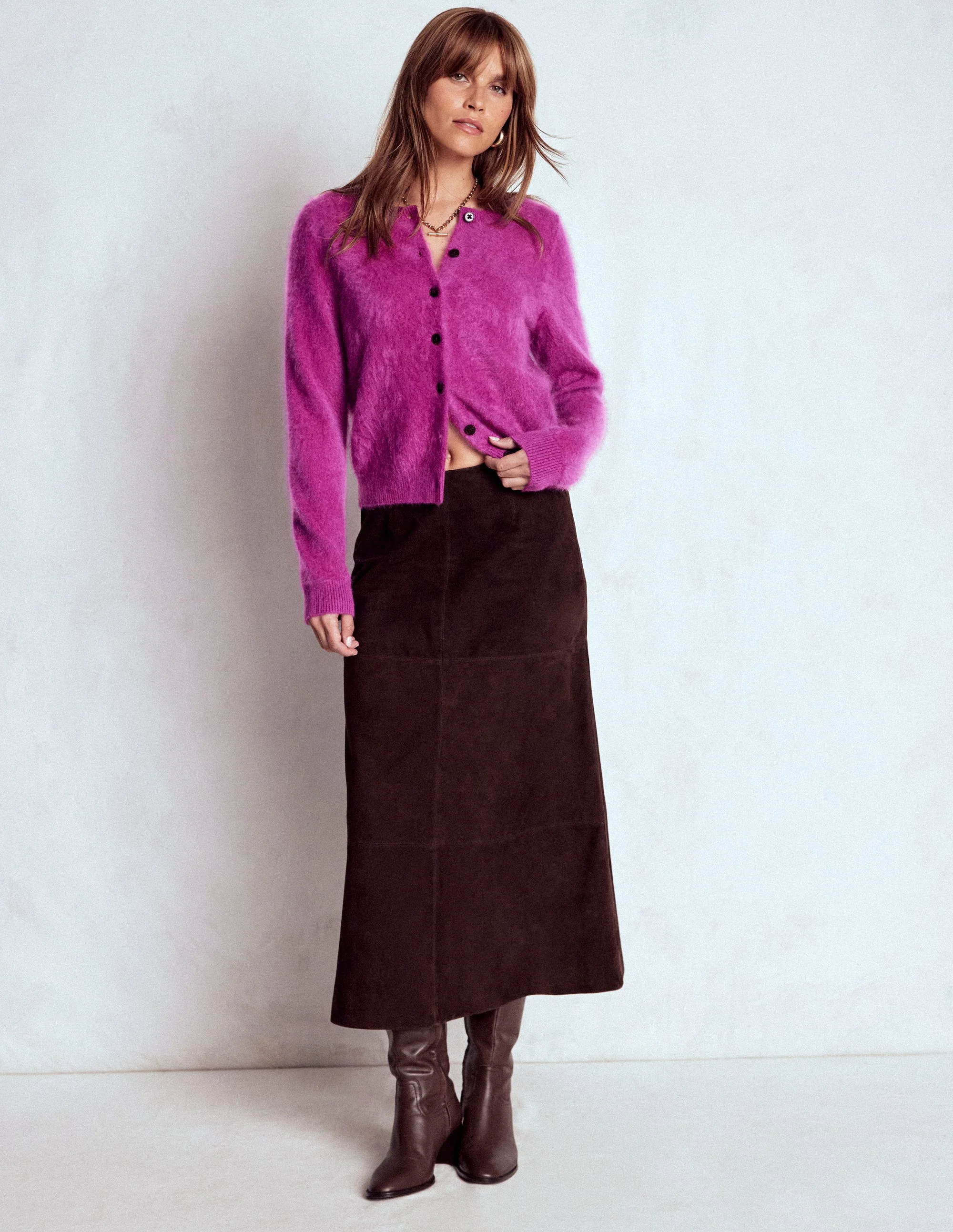 Kat Brushed Cashmere Cardigan-Regal Purple - Image 4