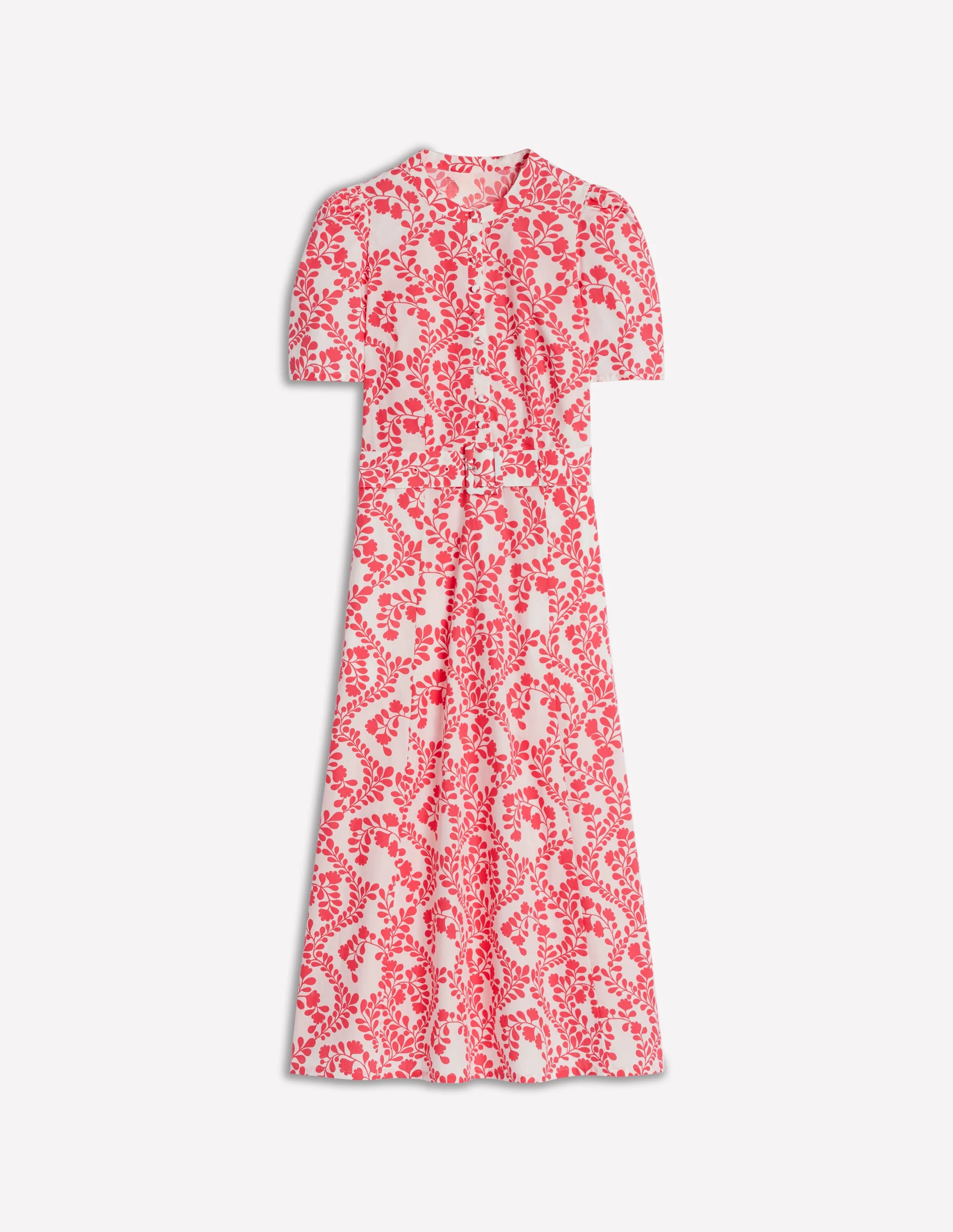 Kate Puff Sleeve Belted Dress-lvory, Vine Silhouette - Image 5