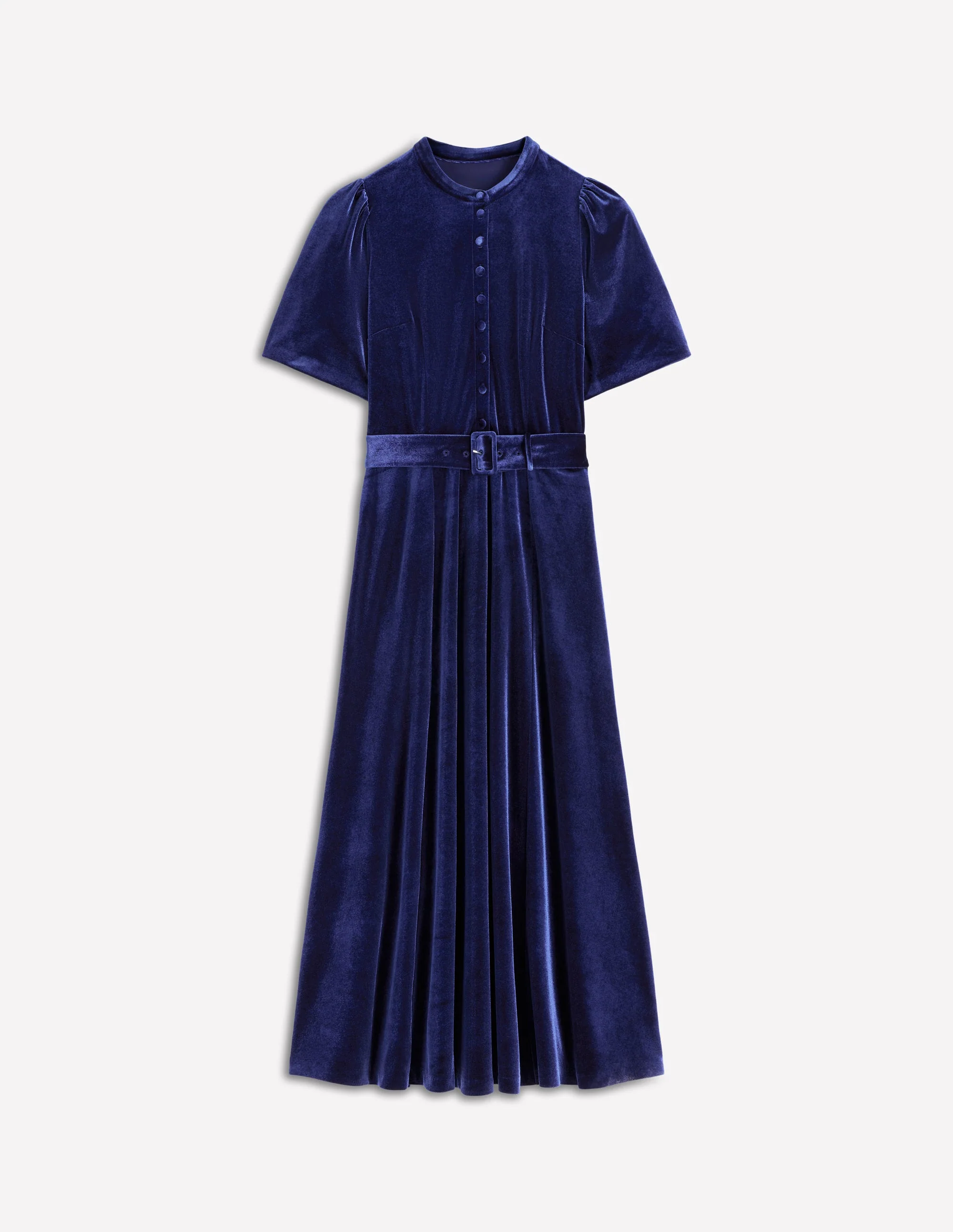 Kate Velvet Shirt Dress-Sapphire Blue - Image 6