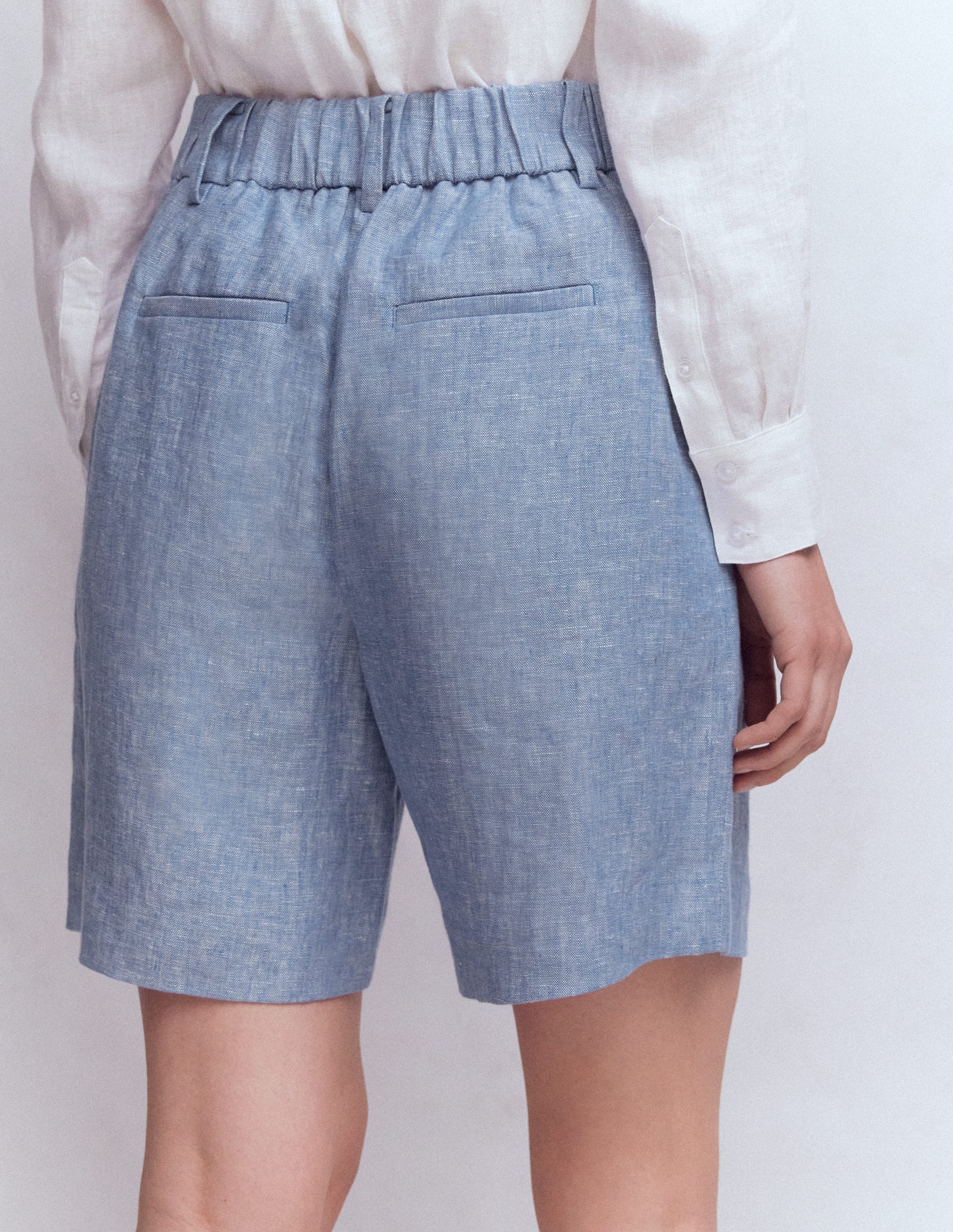 Kensington Linen Shorts-Blue Chambray - Image 3